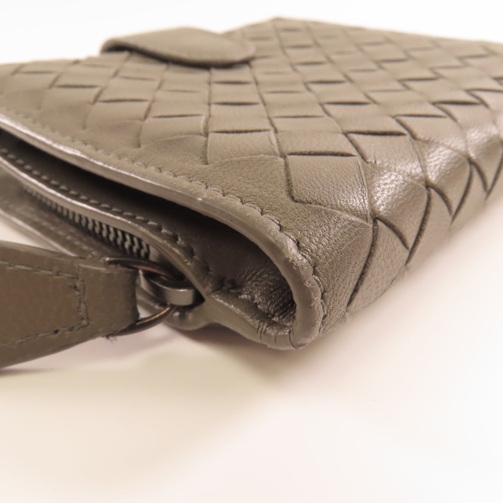 BOTTEGA VENETA 羊皮皮革Wallet銀扣錢包灰色