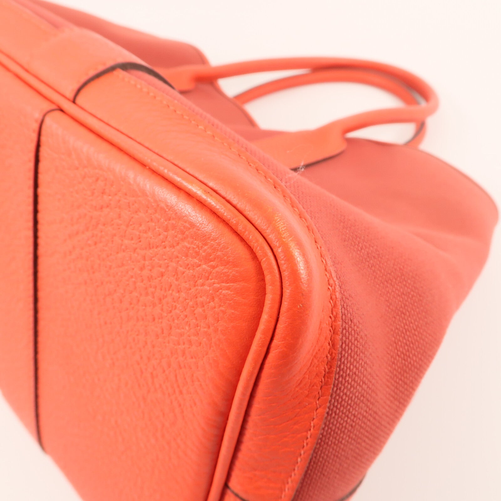 HERMES 帆布Garden Party PM金扣手挽袋Rouge duchesse