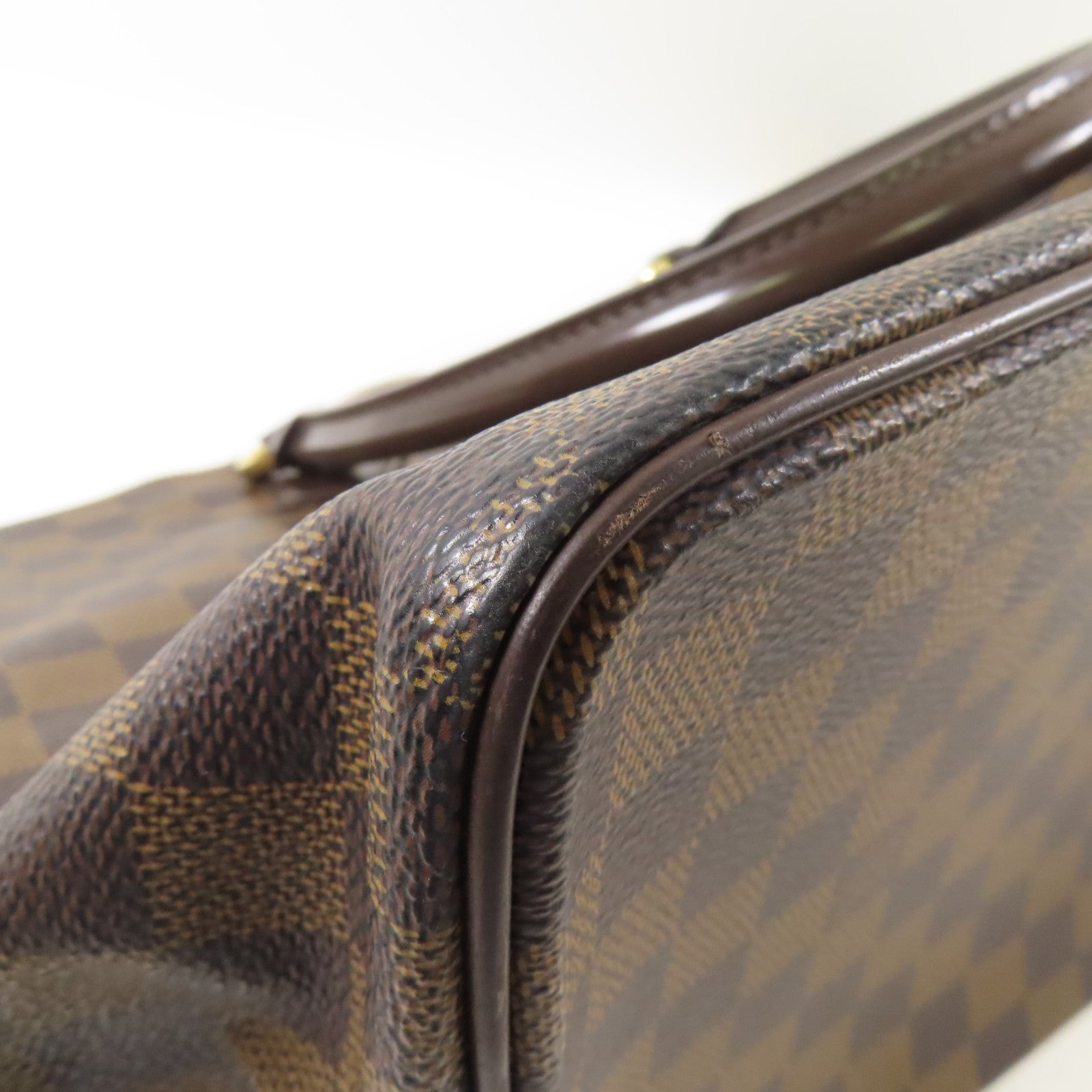 LOUIS VUITTON Damier Saleya MM金扣肩背袋/手挽袋棕色