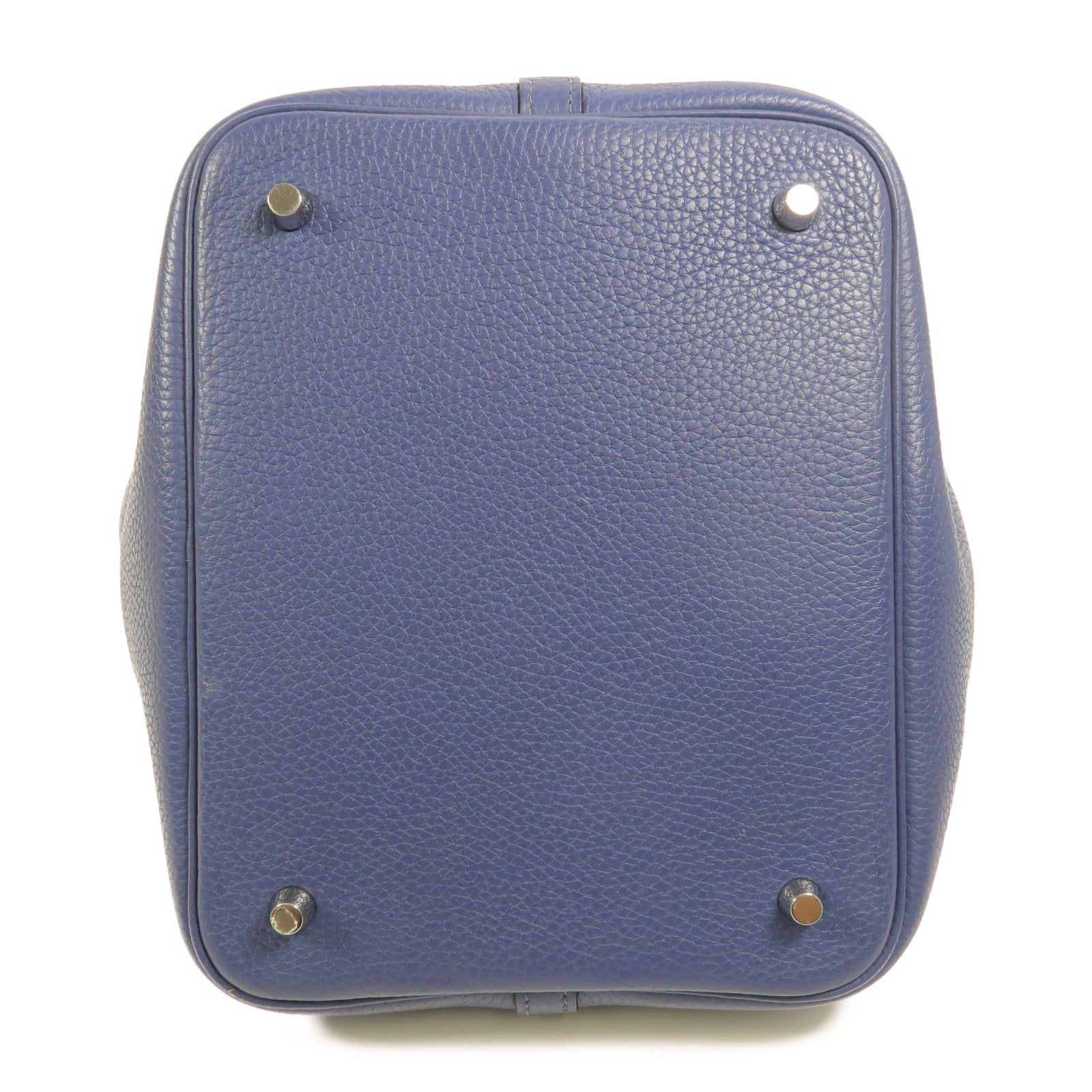 HERMES Clemence皮革Picotin MM手挽袋Bleu Brighton/Capucine