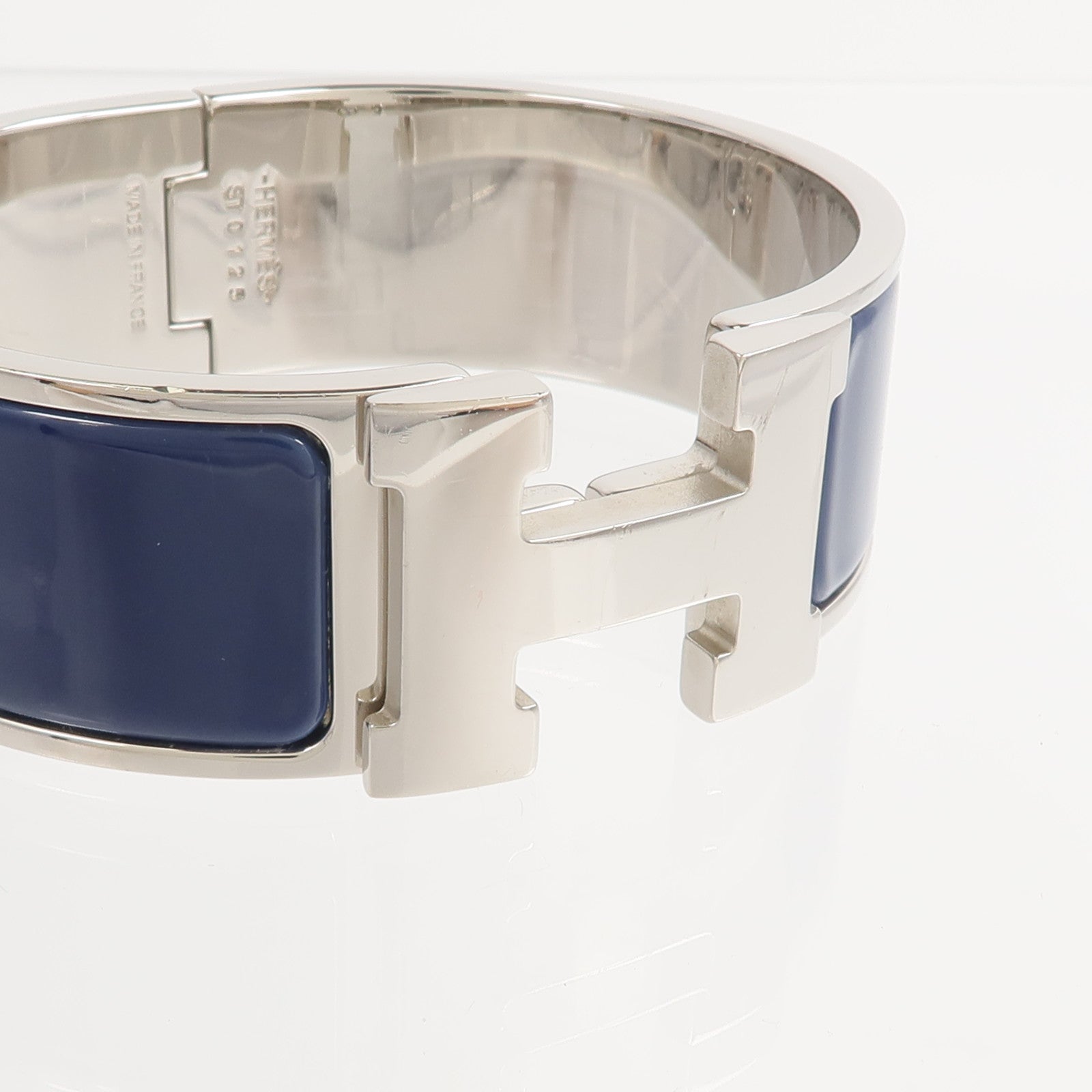 HERMES 【激減優惠】金屬/琺瑯Clic Clac H Bracelet手鐲Bleu Abysse