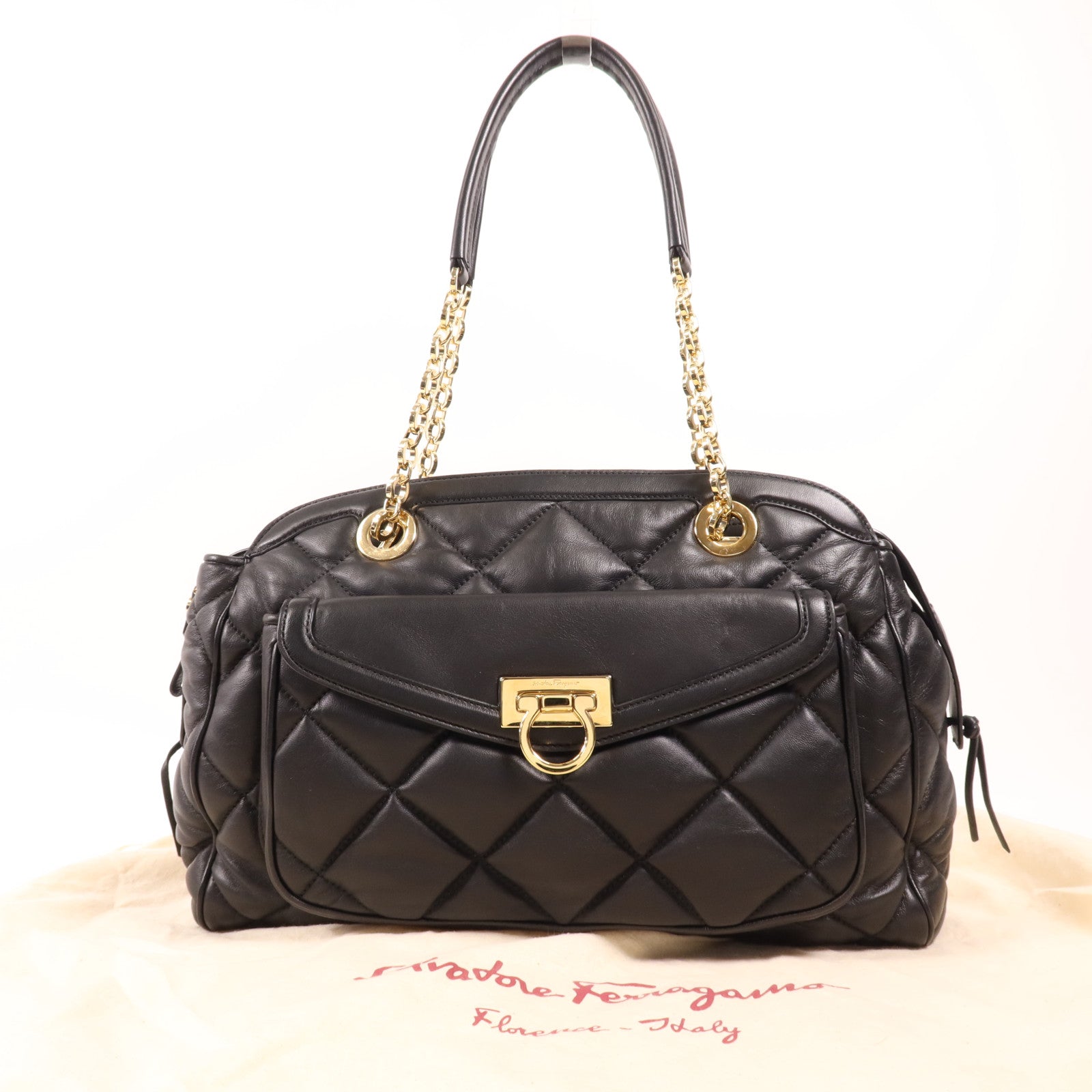 Salvatore Ferragamo 羊皮皮革Shoulder Bag金扣肩背袋