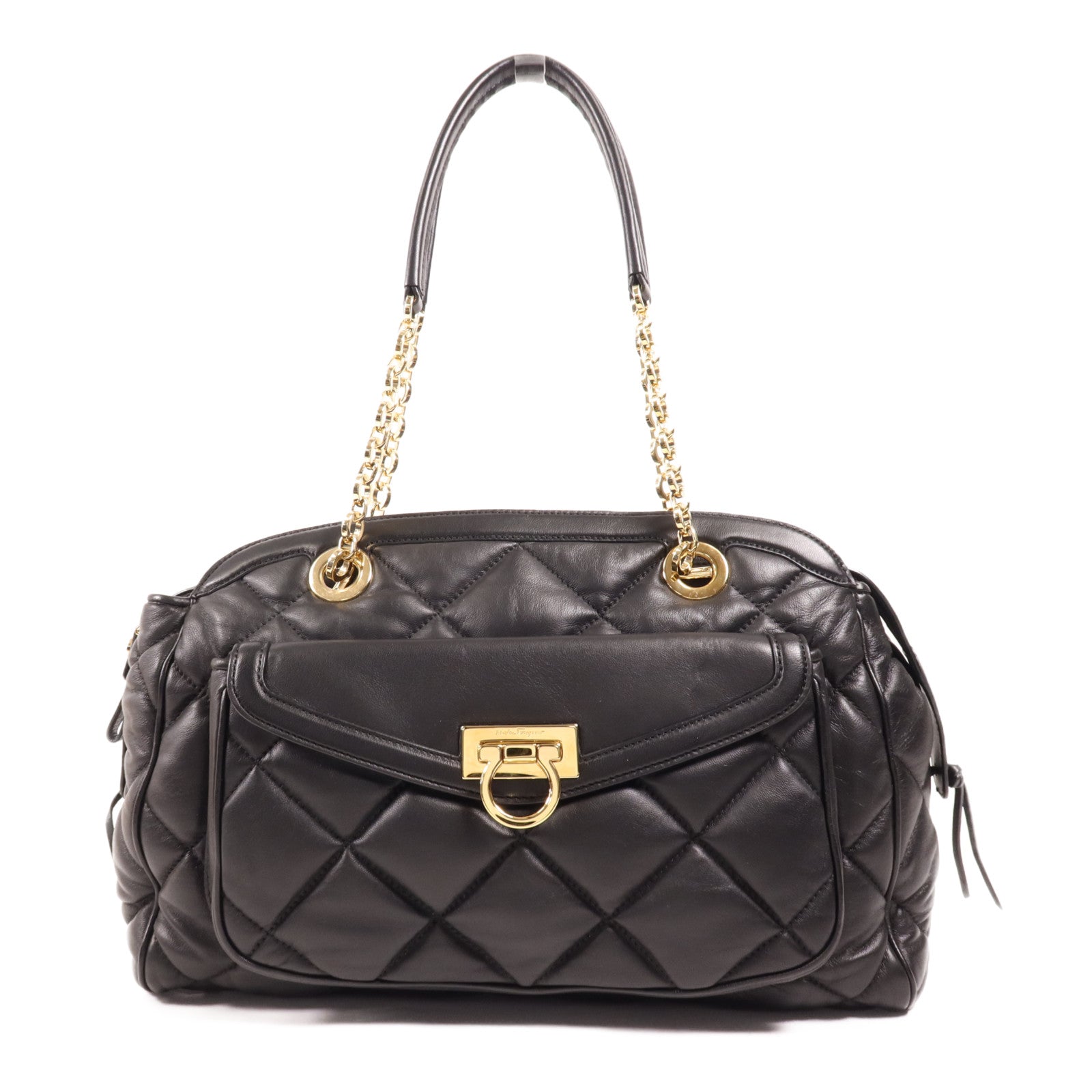 Salvatore Ferragamo 羊皮皮革Shoulder Bag金扣肩背袋