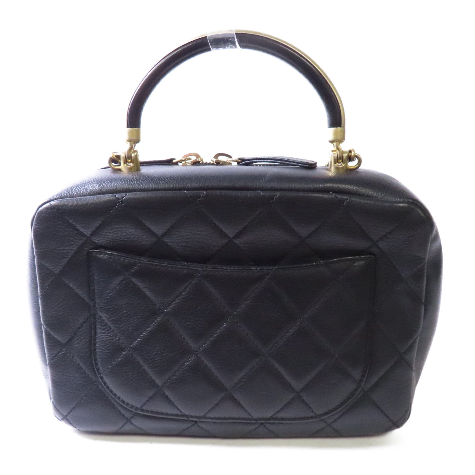 CHANEL 菱格牛皮皮革2way Shoulder Bag金扣鏈帶肩背袋黑色