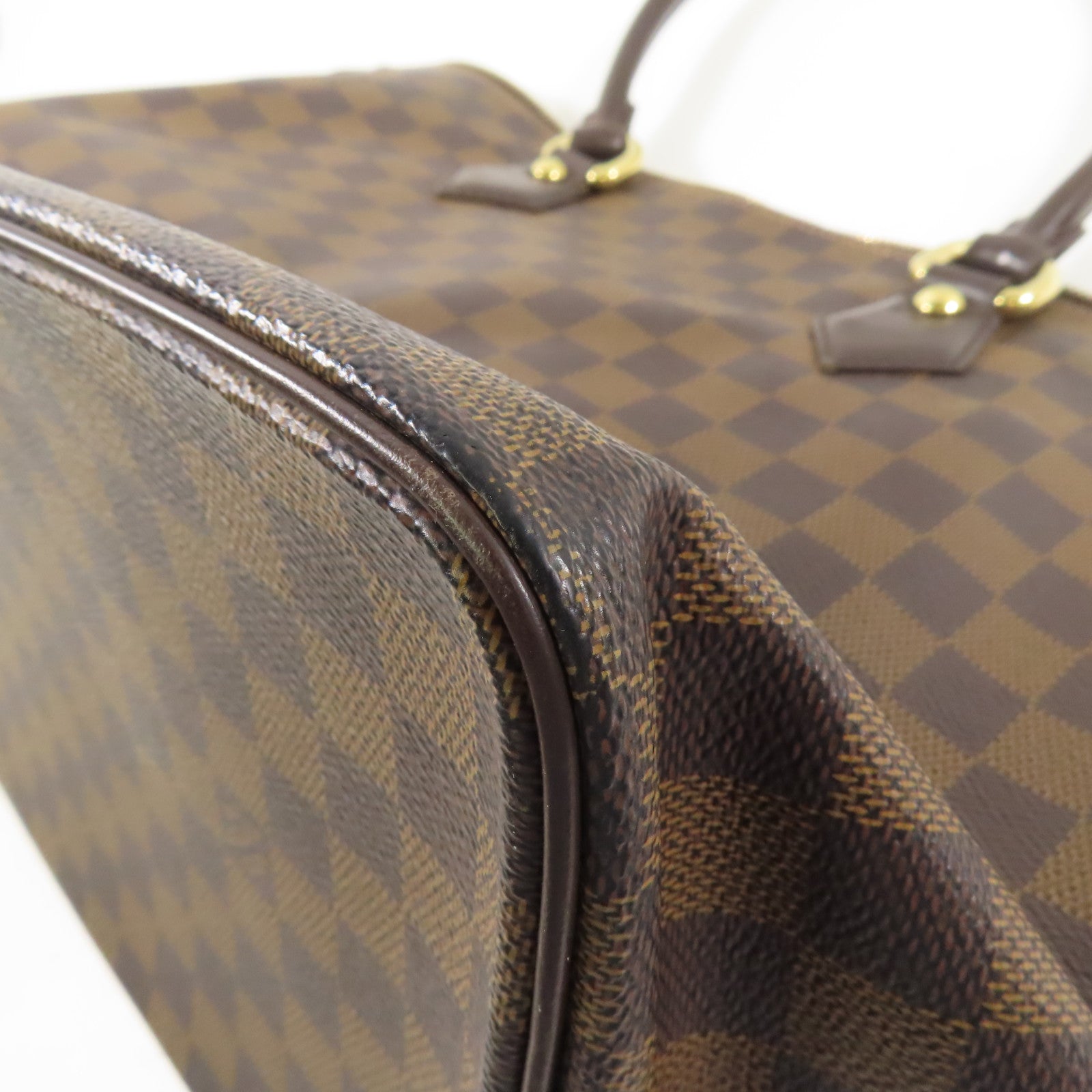 LOUIS VUITTON Damier Saleya MM金扣肩背袋/手挽袋棕色