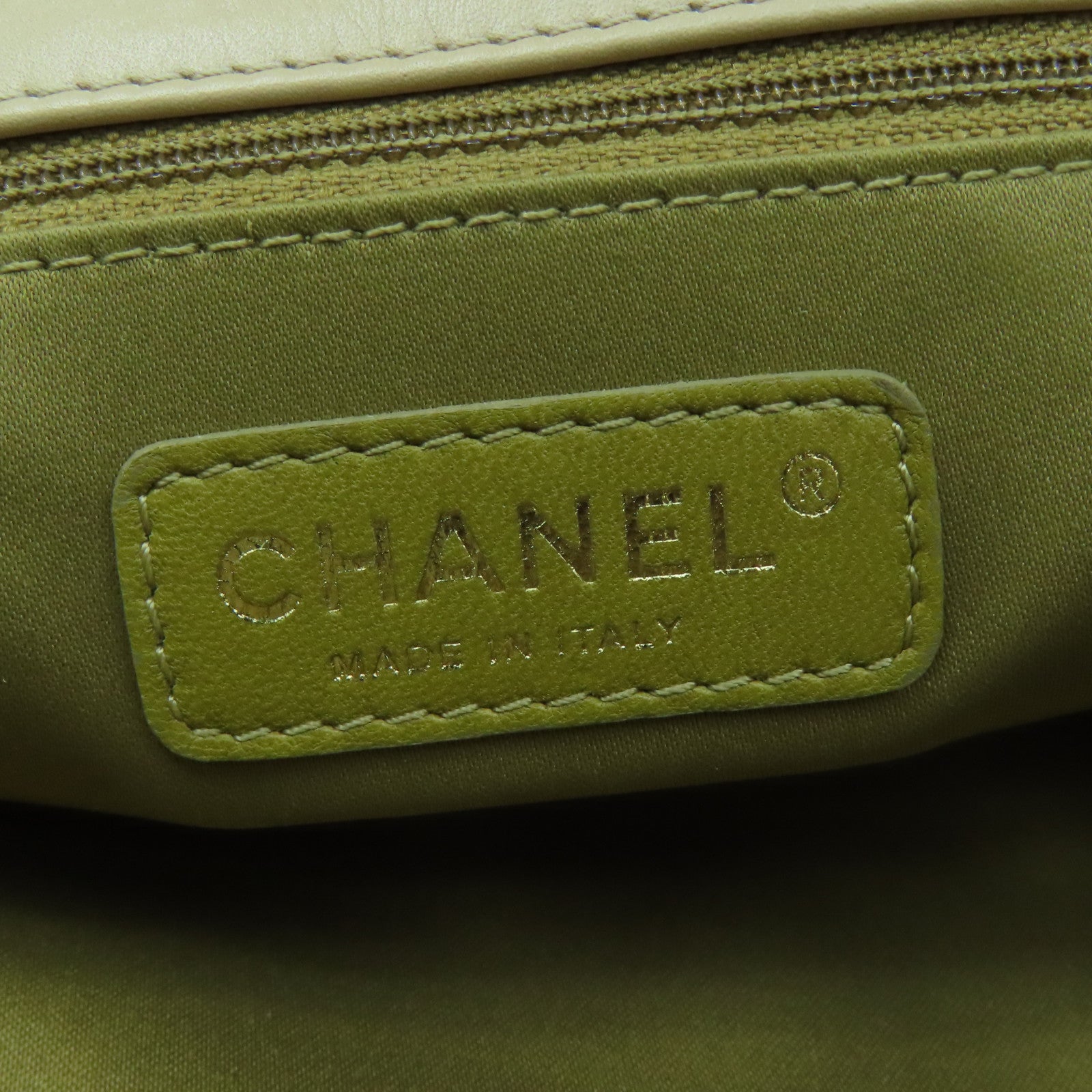 CHANEL 【清倉大減價】菱格羊皮皮革Chain Shoulder金扣鏈帶肩背袋杏色