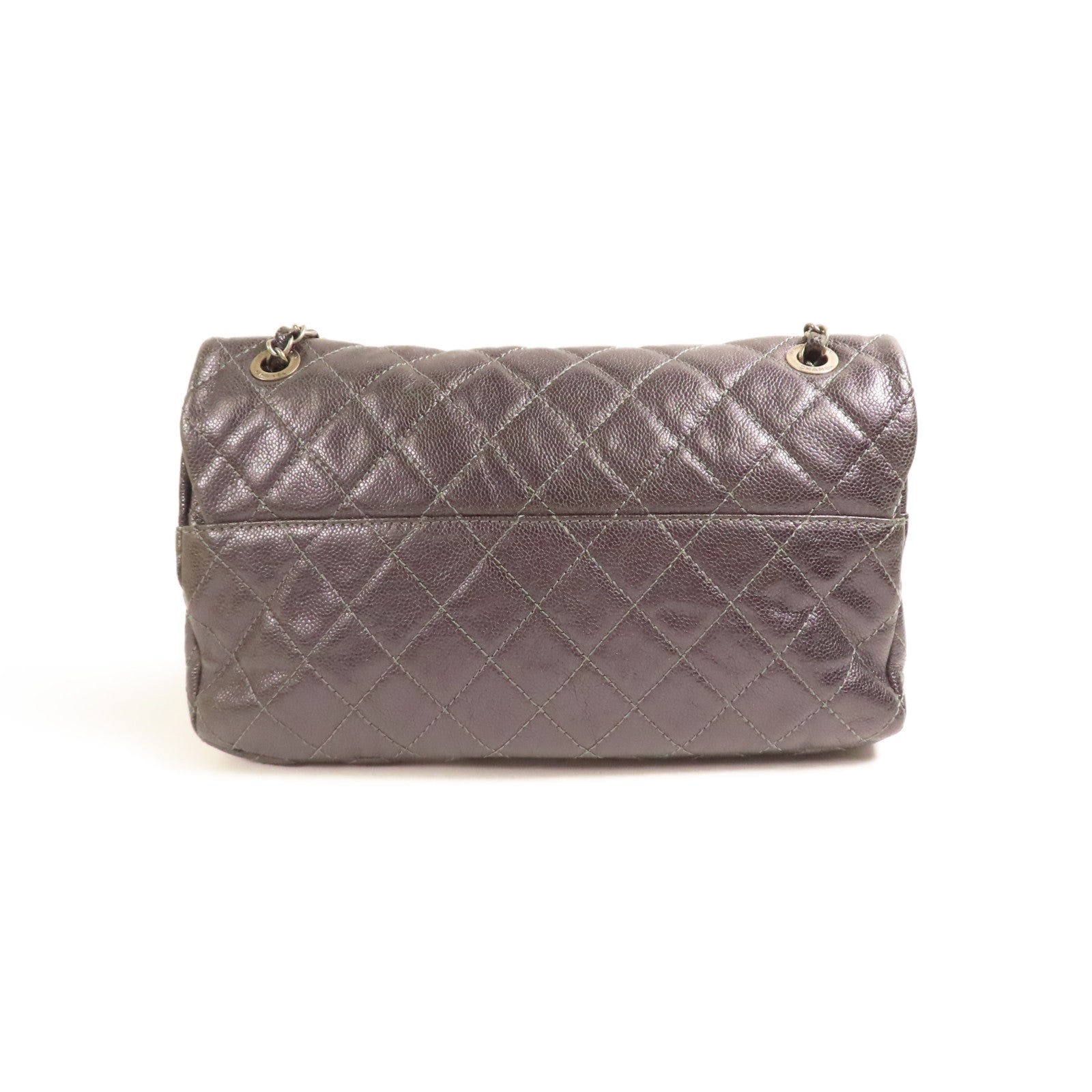 CHANEL 牛皮皮革Shoulder Bag銀扣鏈帶肩背袋