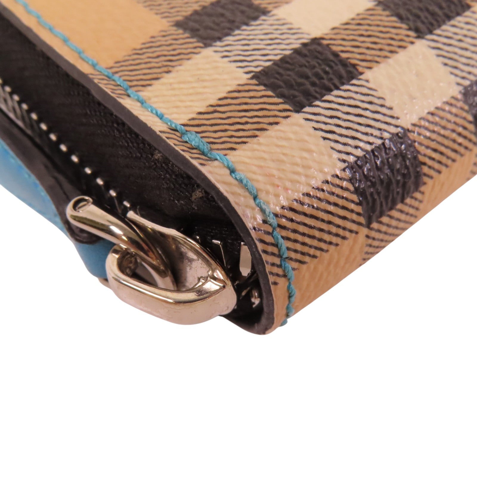 BURBERRY 塗層帆布Zipper Long Wallet銀扣拉鏈長錢包