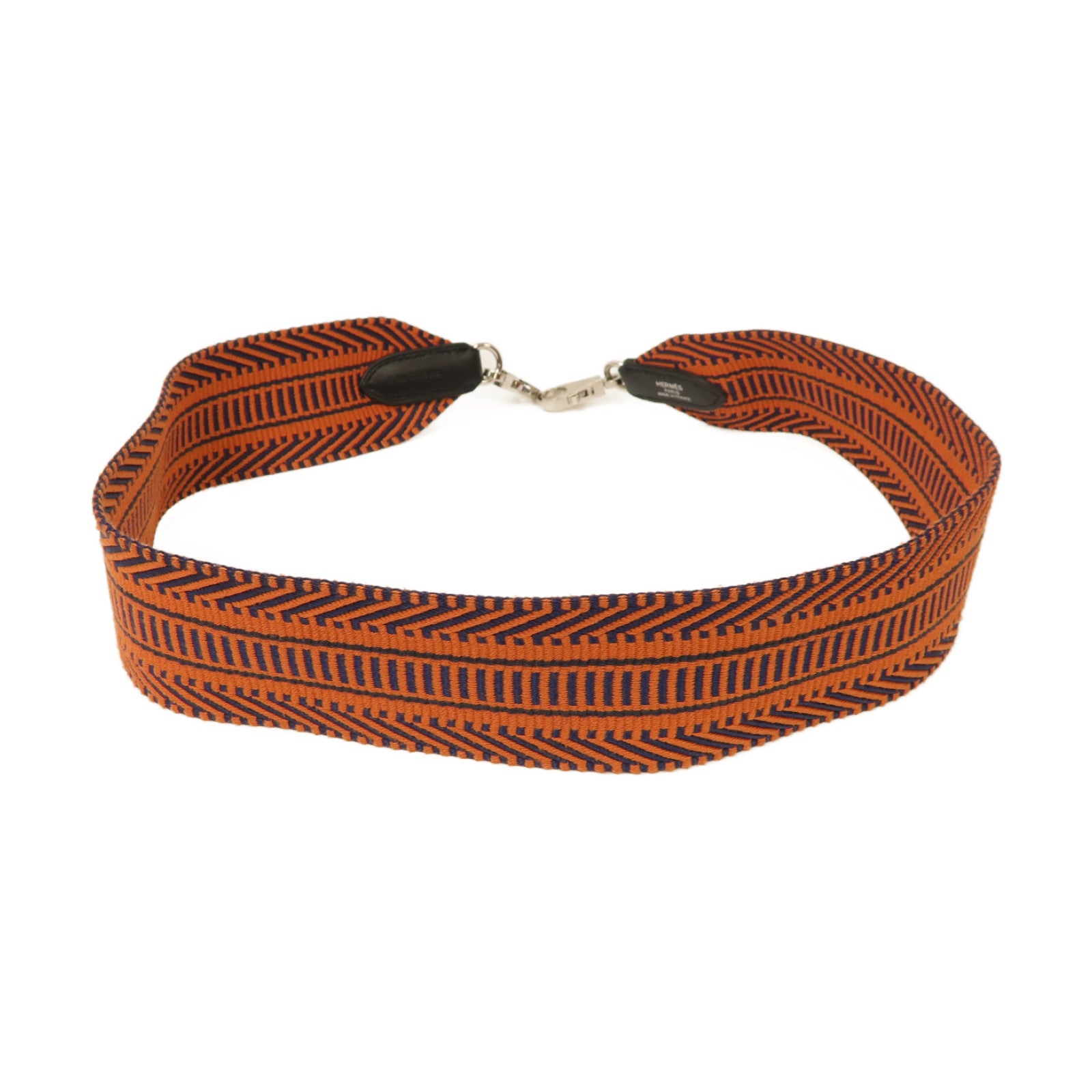 HERMES 帆布Strap銀扣掛飾橙色