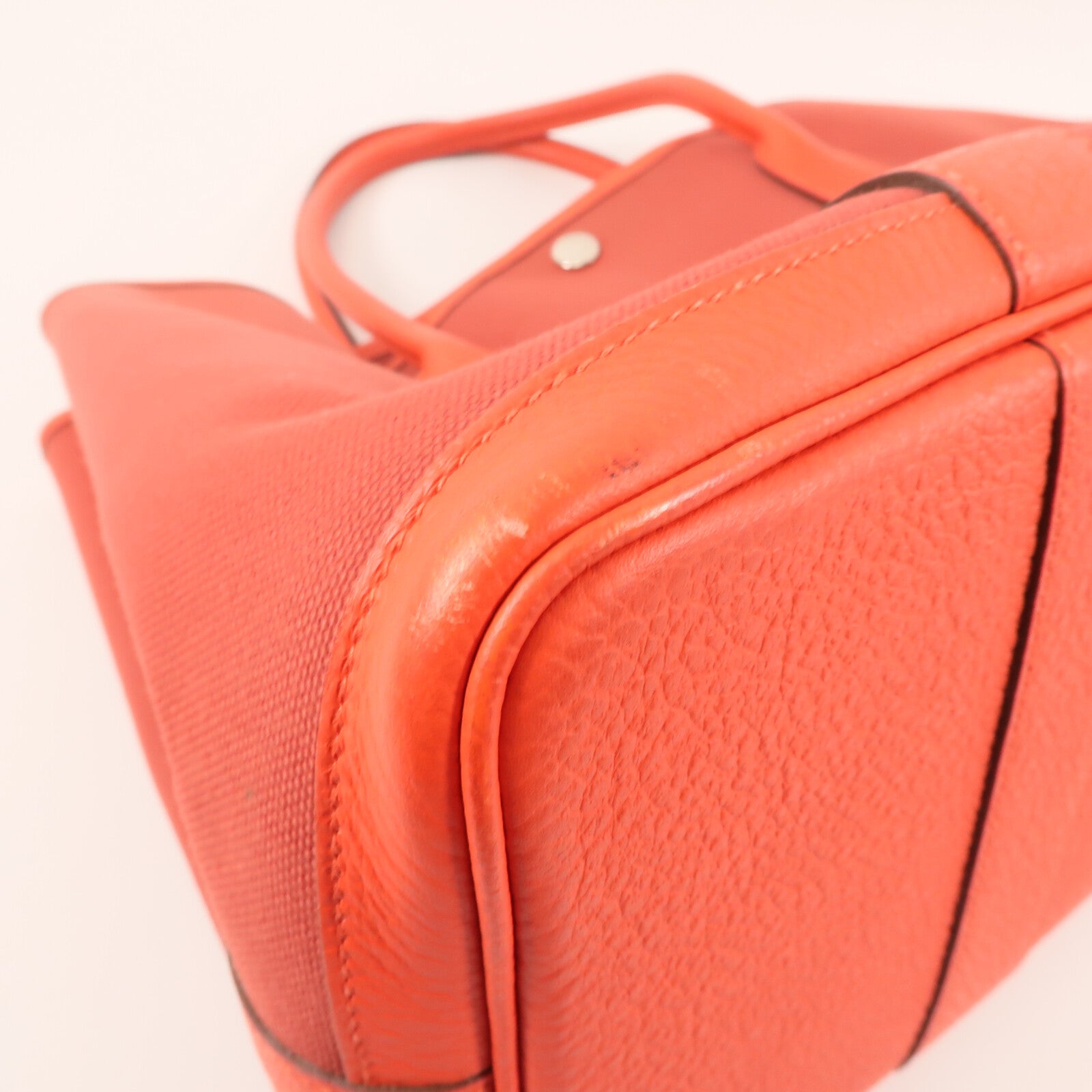 HERMES 帆布Garden Party PM金扣手挽袋Rouge duchesse