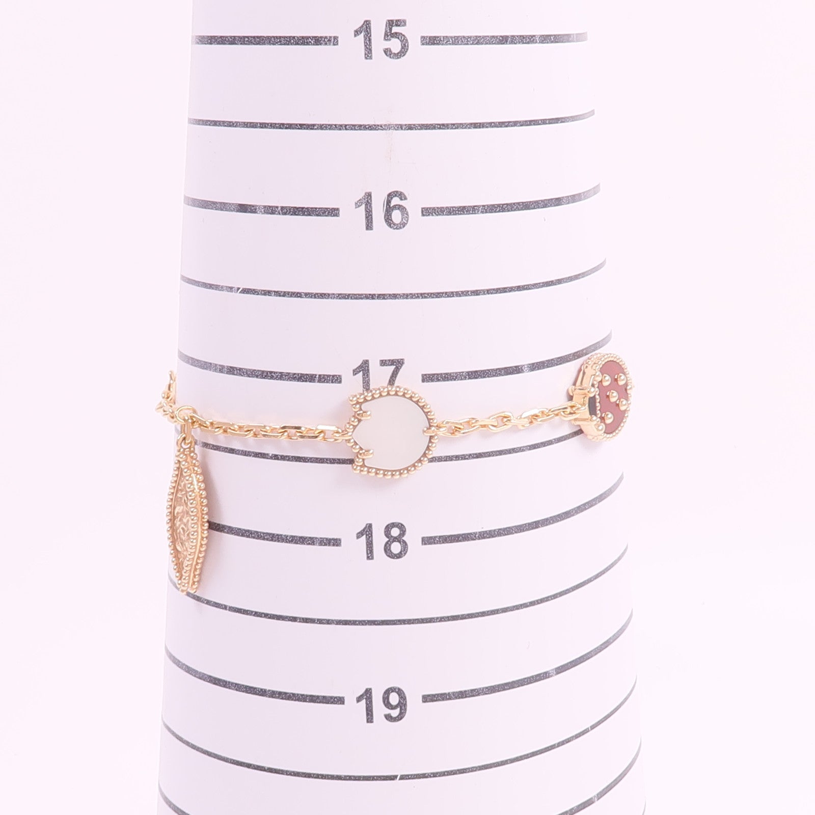Van Cleef & Arpels 18K玫瑰金Lucky Spring Bracelet 5 Motifs珍珠母貝/紅玉髓/縞瑪瑙手鏈
