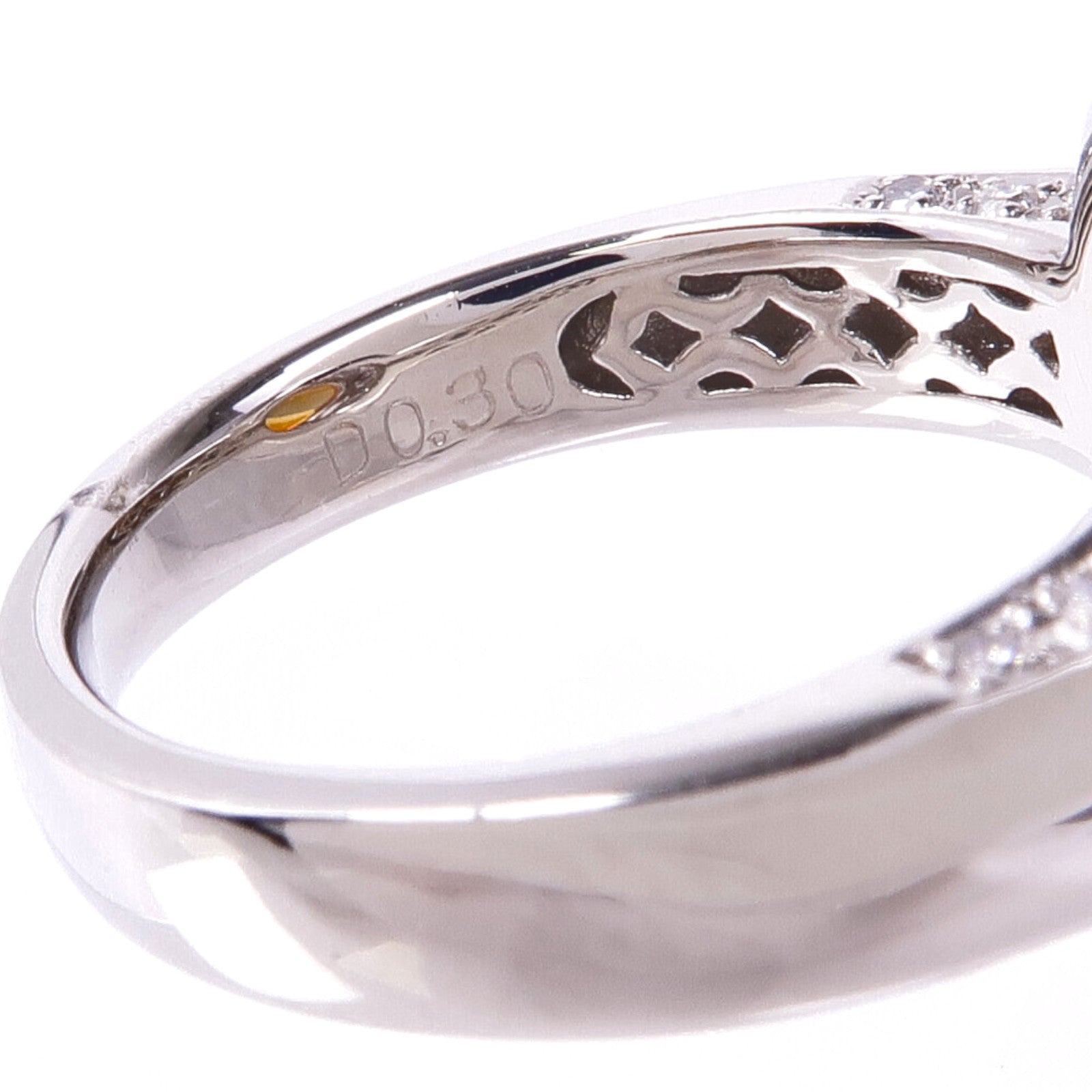 JEWELRY PT900鉑金Orange Opal Diamond Ring蛋白石/鑽石戒指US#5.5