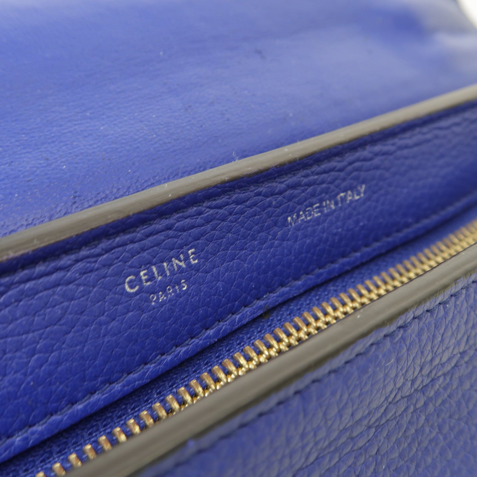 CELINE 【激減優惠】牛皮皮革Trapeze金扣手挽肩背兩用袋藍色