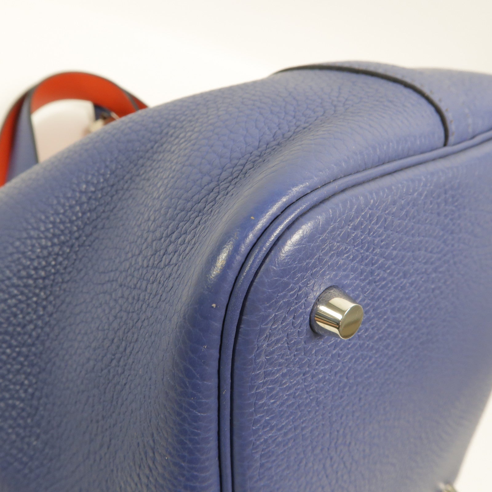 HERMES Clemence皮革Picotin MM手挽袋Bleu Brighton/Capucine