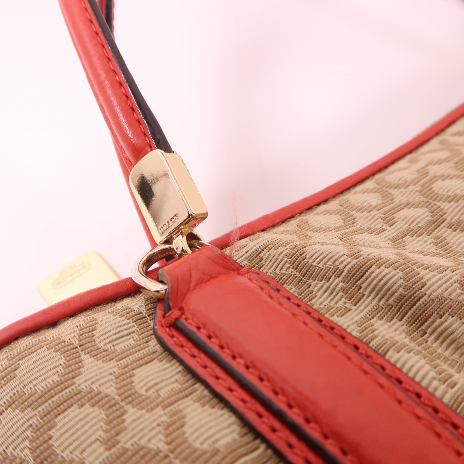 COACH 帆布/皮革Shoulder Bag金扣肩背袋
