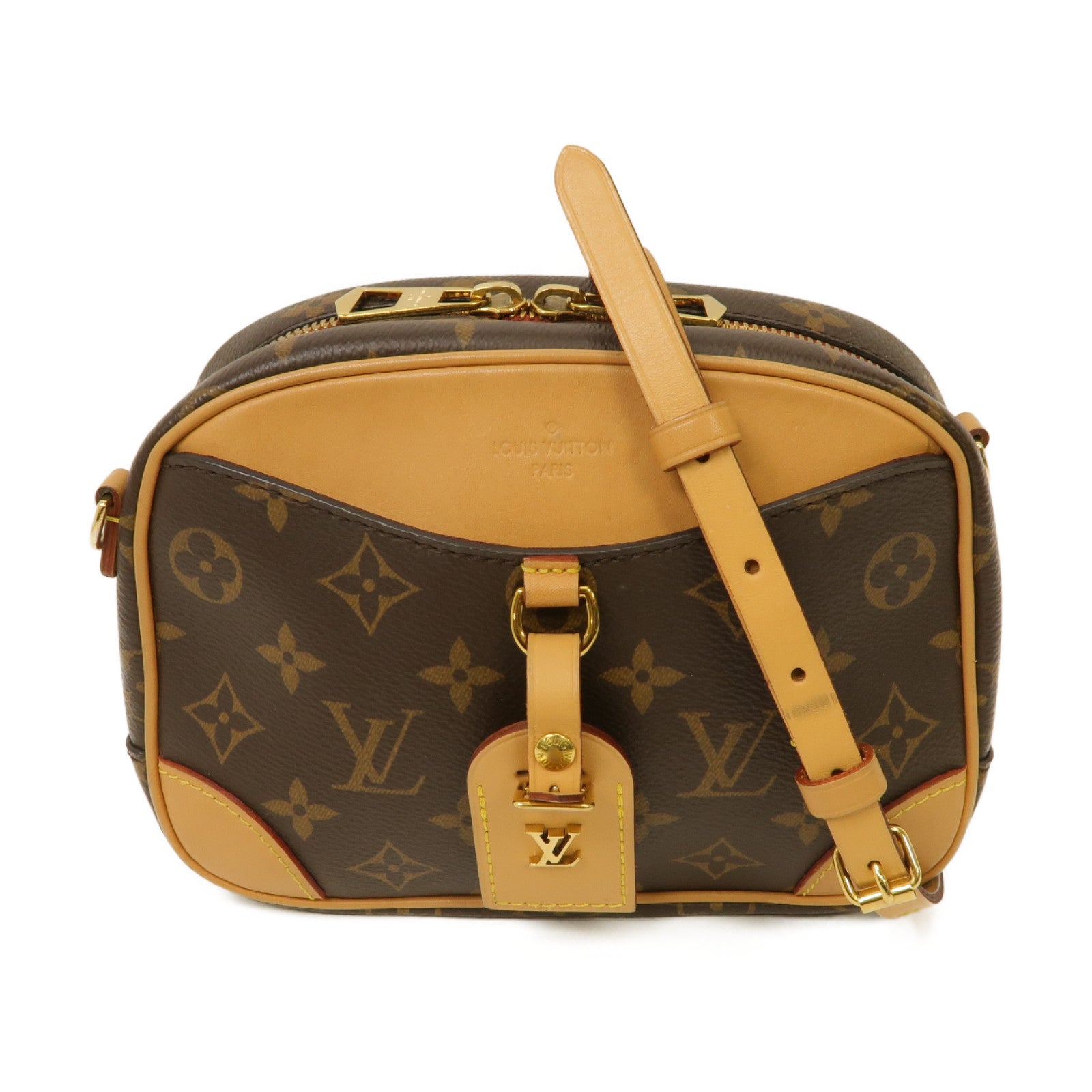 LOUIS VUITTON Monogram Deauville Mini Shoulder Bag金扣肩背袋啡色
