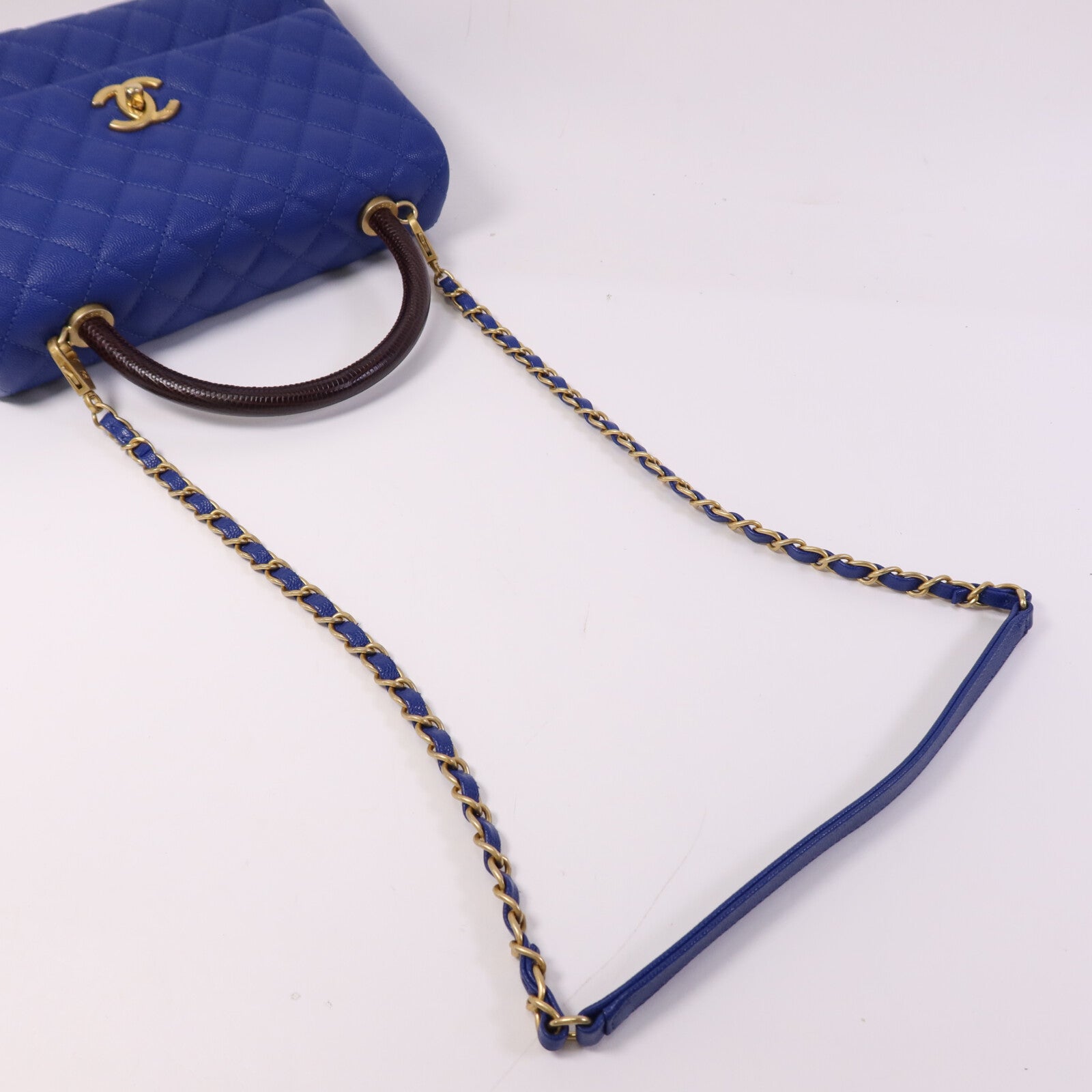 CHANEL 牛皮皮革CoCo Handle金扣鏈帶肩背袋