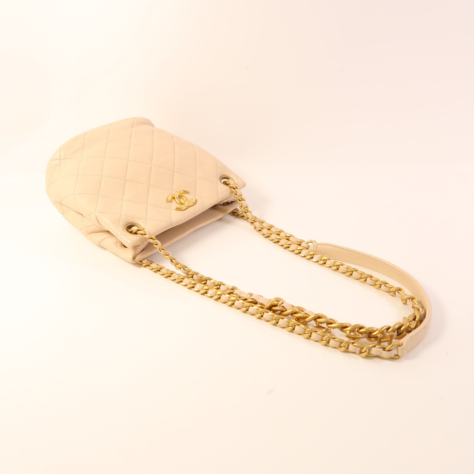 CHANEL 羊皮皮革Chain Shoulder金扣鏈帶肩背袋