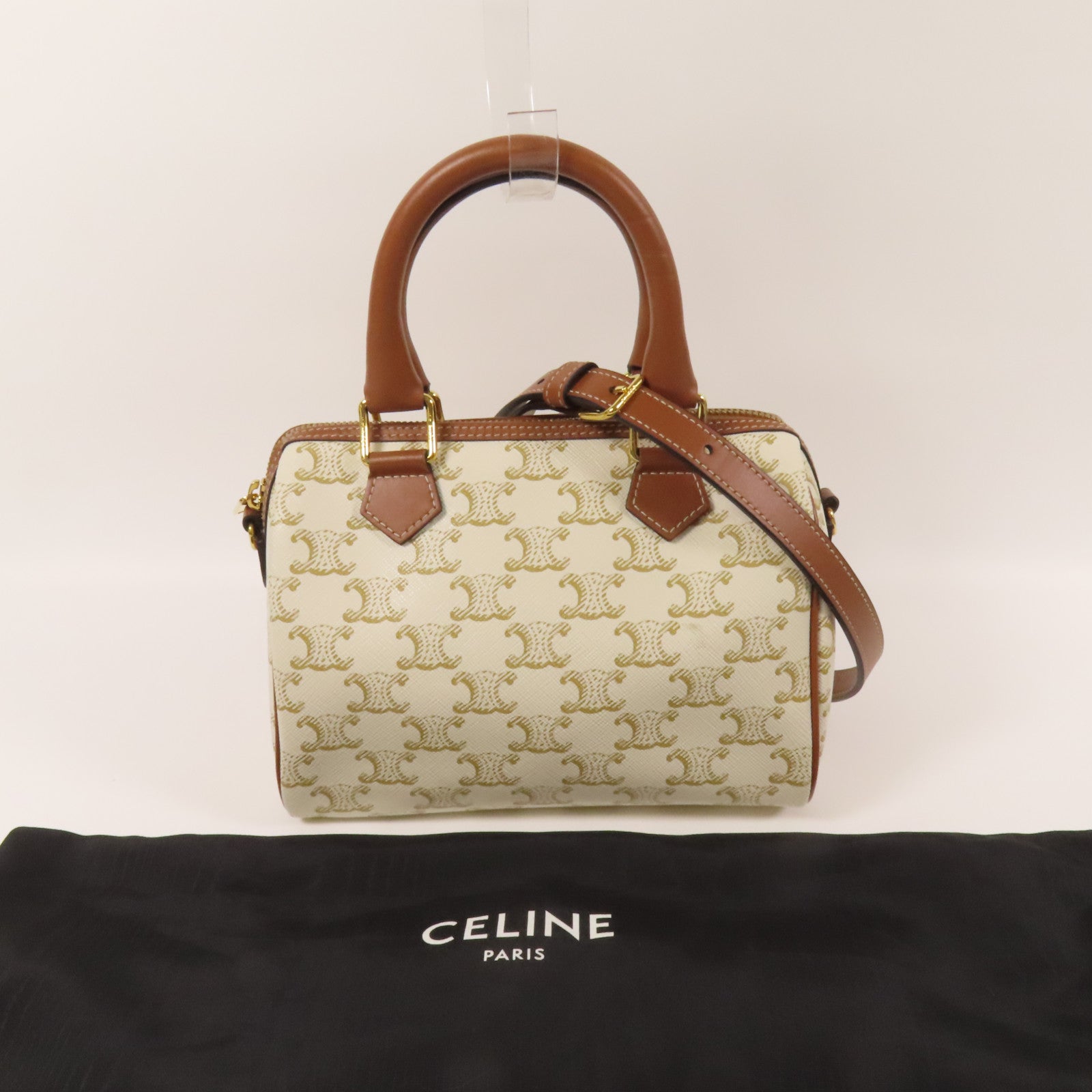 CELINE 塗層帆布Small Boston金扣手挽肩背兩用袋