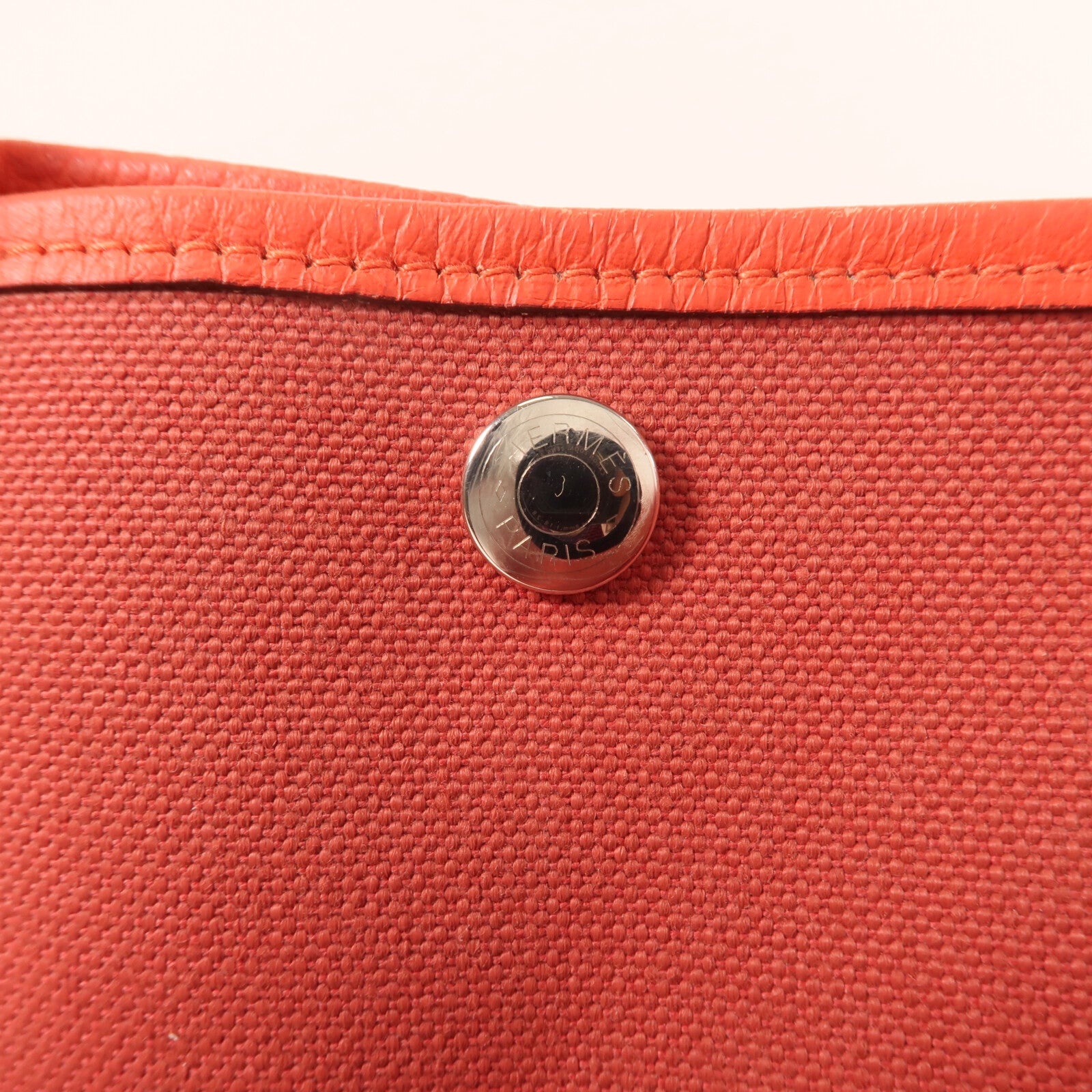 HERMES 帆布Garden Party PM金扣手挽袋Rouge duchesse