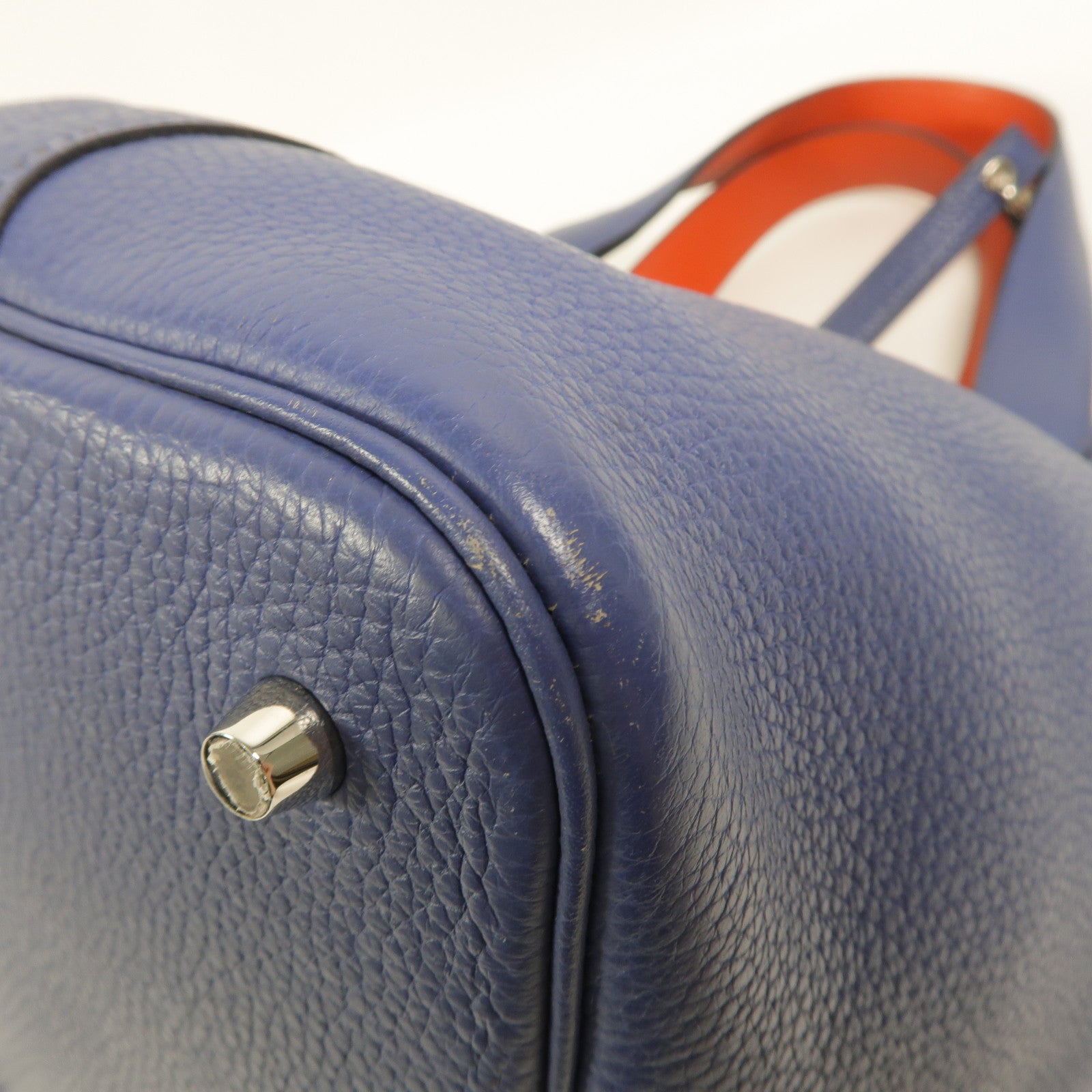 HERMES Clemence皮革Picotin MM手挽袋Bleu Brighton/Capucine