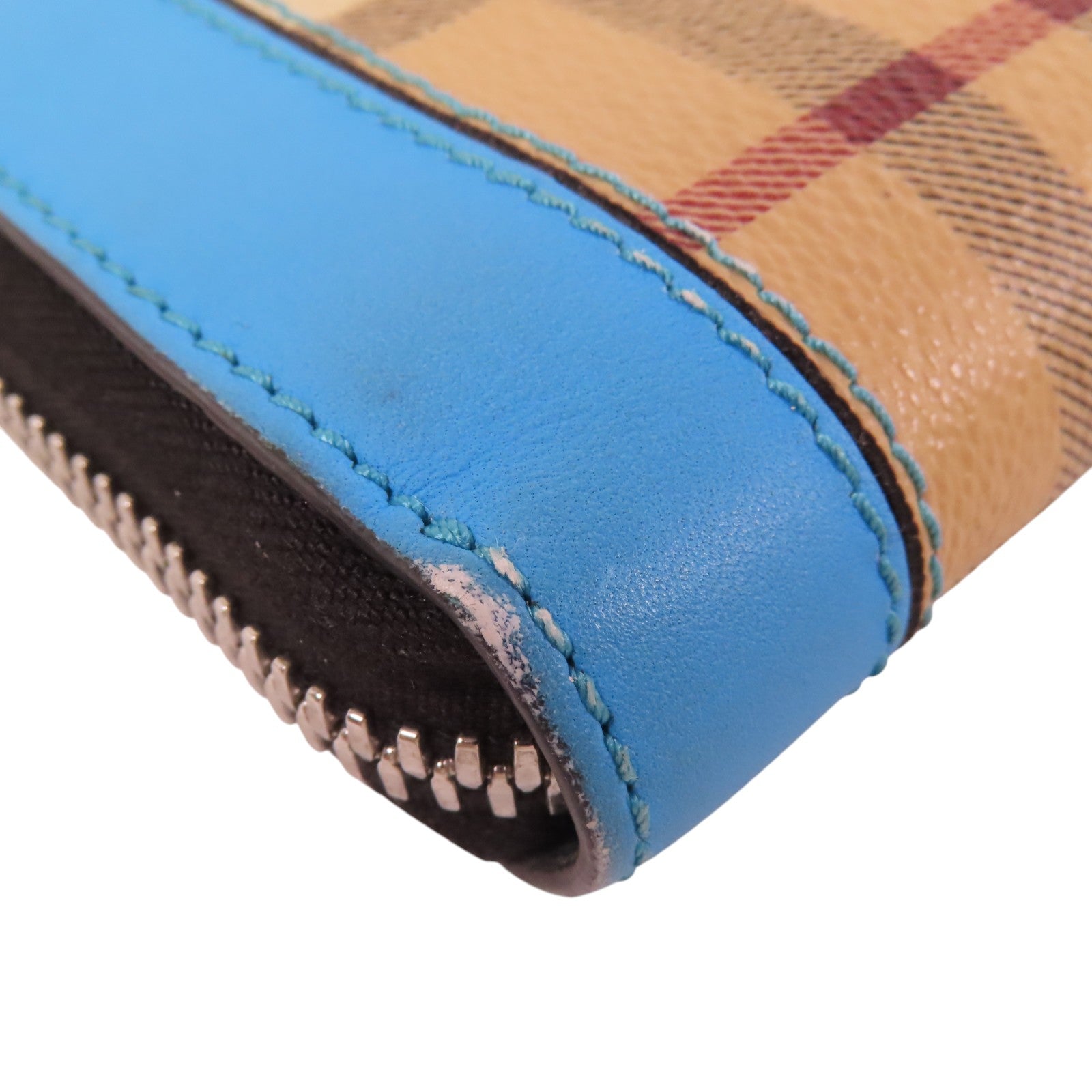 BURBERRY 塗層帆布Zipper Long Wallet銀扣拉鏈長錢包