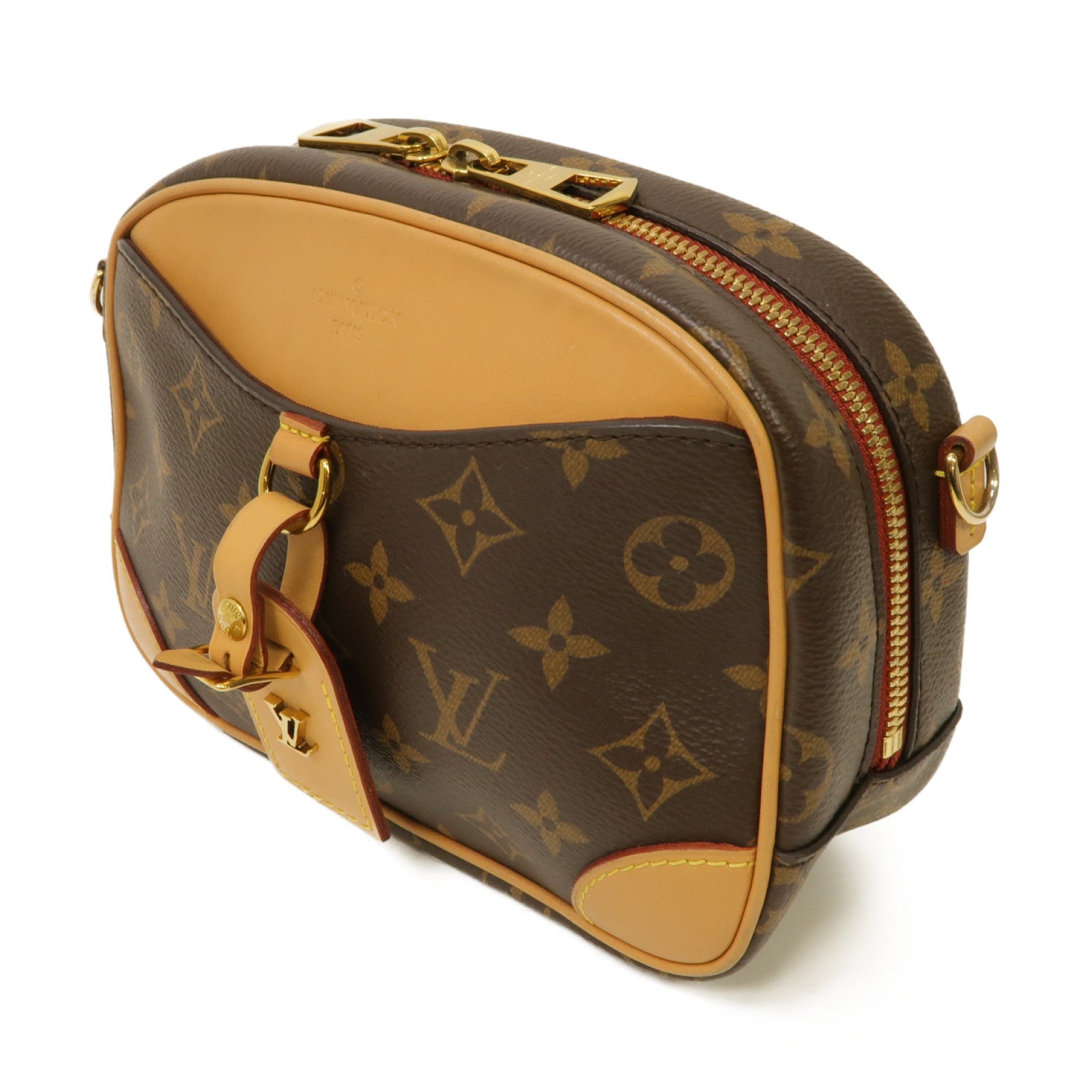LOUIS VUITTON Monogram Deauville Mini Shoulder Bag金扣肩背袋啡色