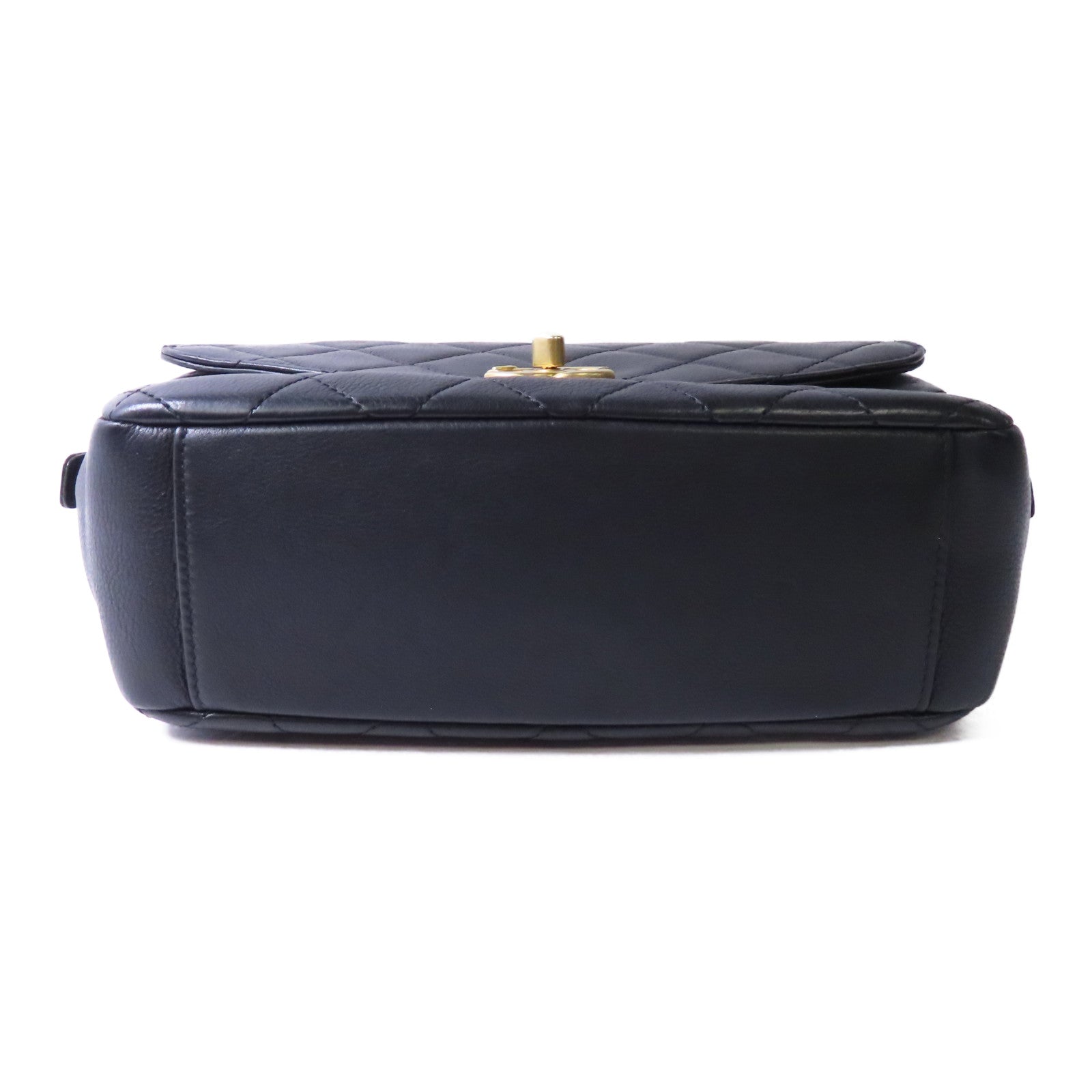 CHANEL 菱格牛皮皮革2way Shoulder Bag金扣鏈帶肩背袋黑色