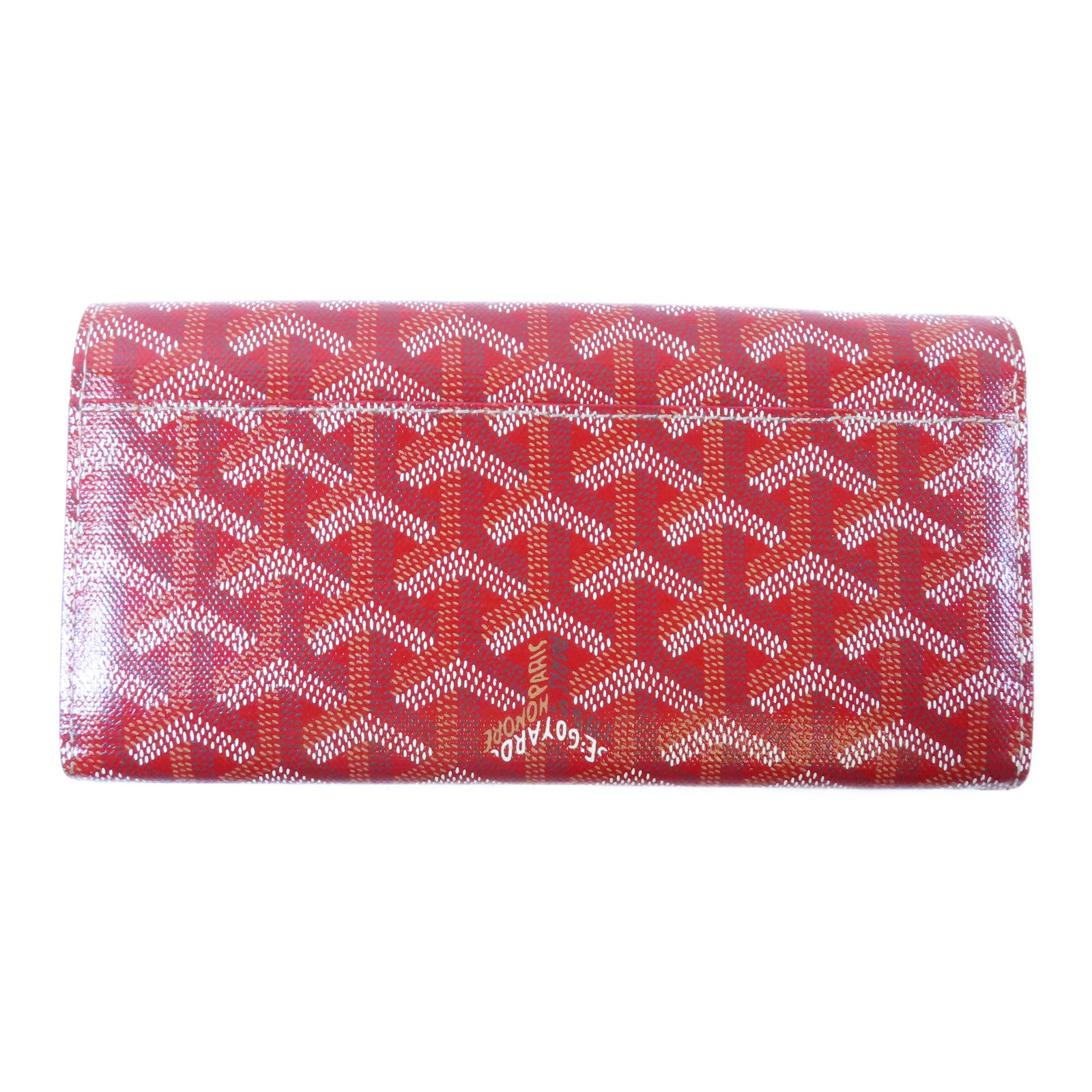 GOYARD 塗層帆布Fold Wallet銀扣長錢包紅色