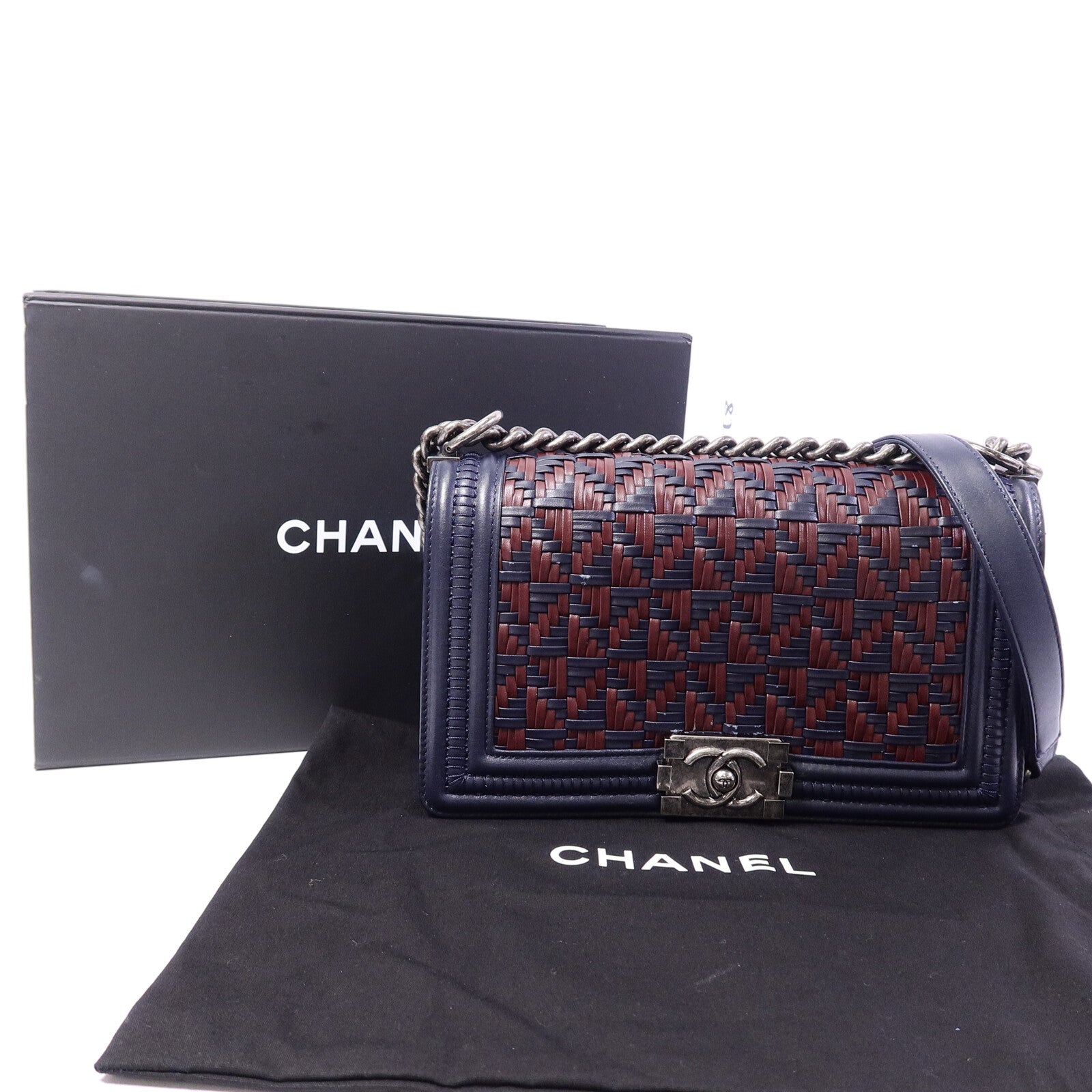 CHANEL 牛皮皮革Boy 25鏈帶肩背袋