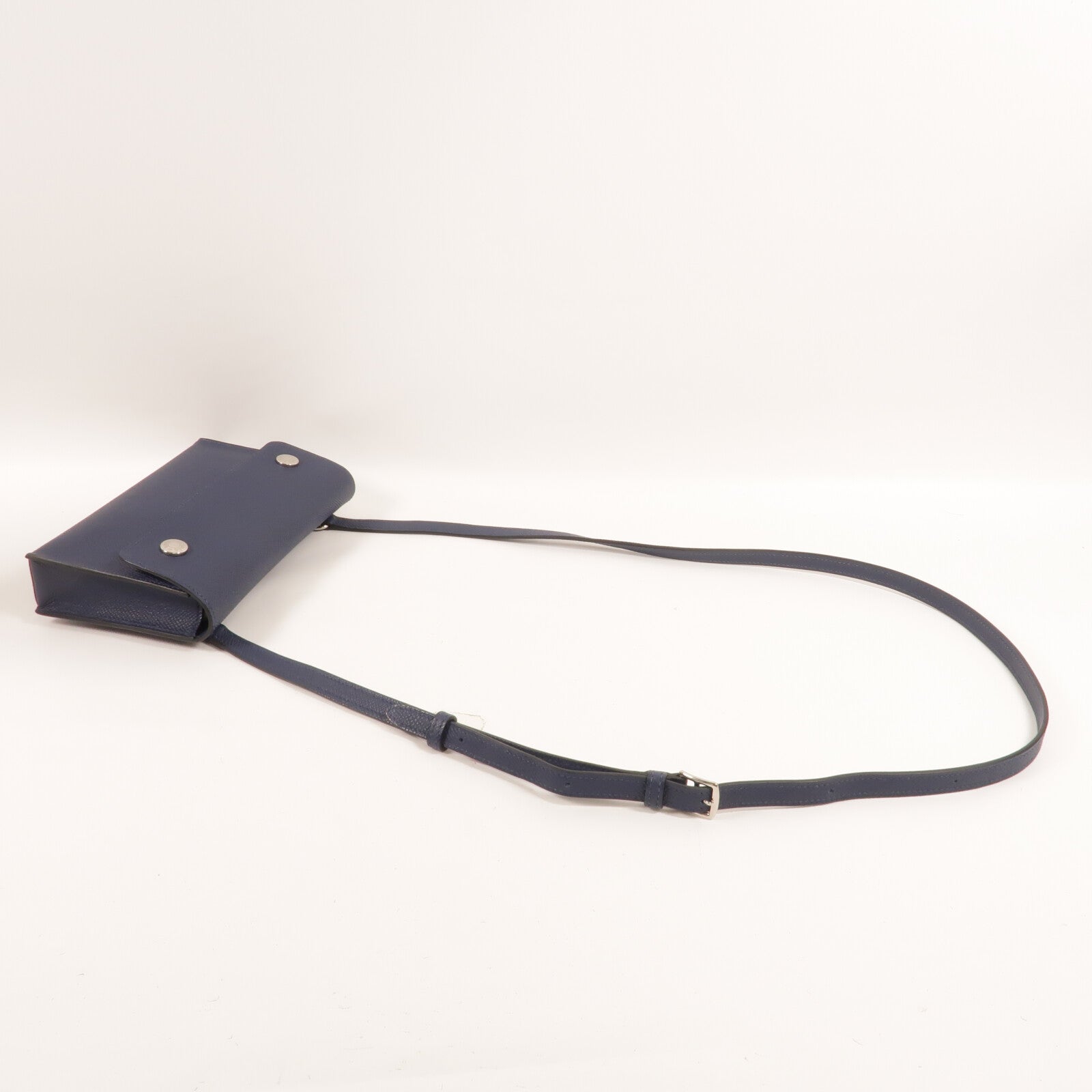 HERMES Epsom皮革Hermesnap Wallet Bag肩背袋Bleu Navy