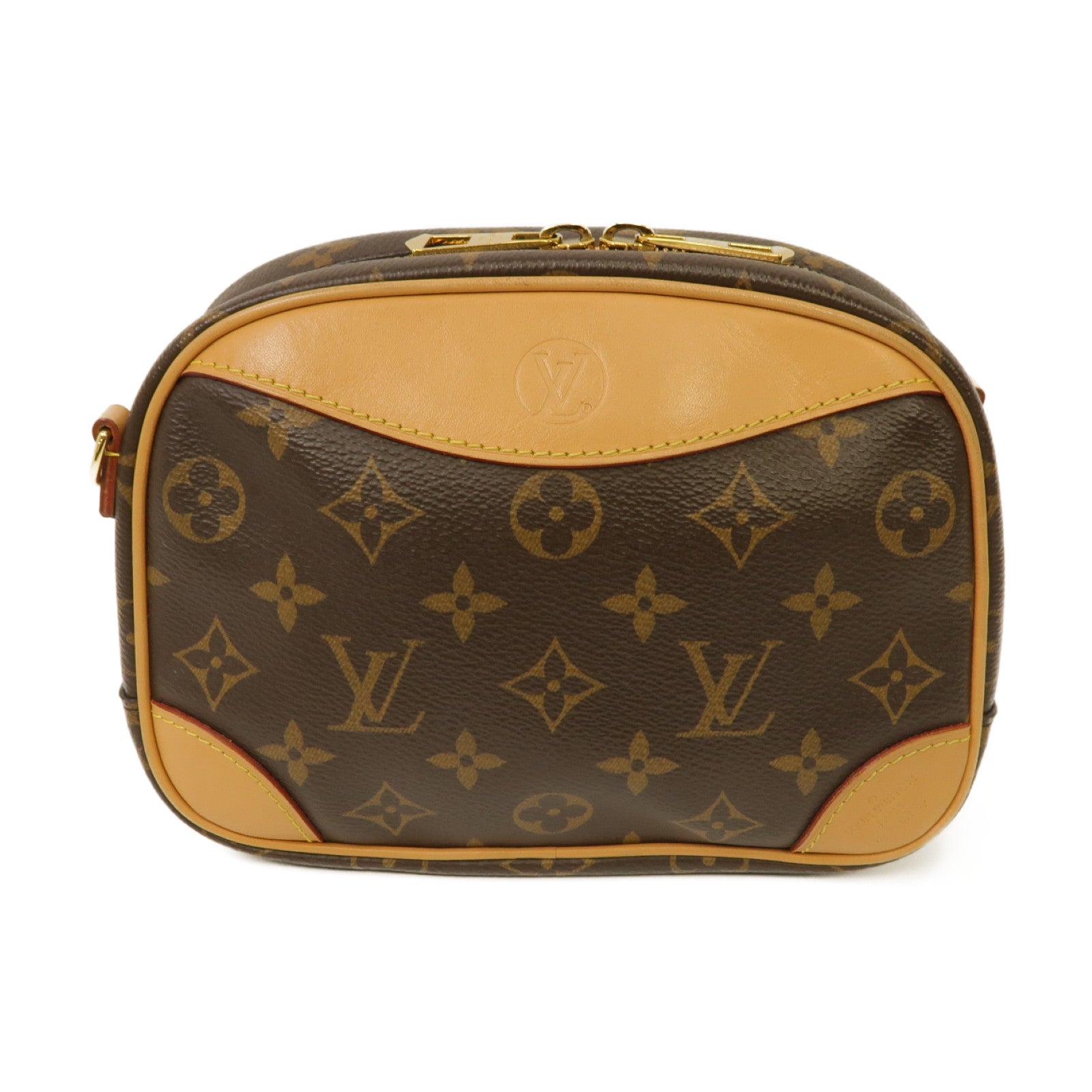 LOUIS VUITTON Monogram Deauville Mini Shoulder Bag金扣肩背袋啡色