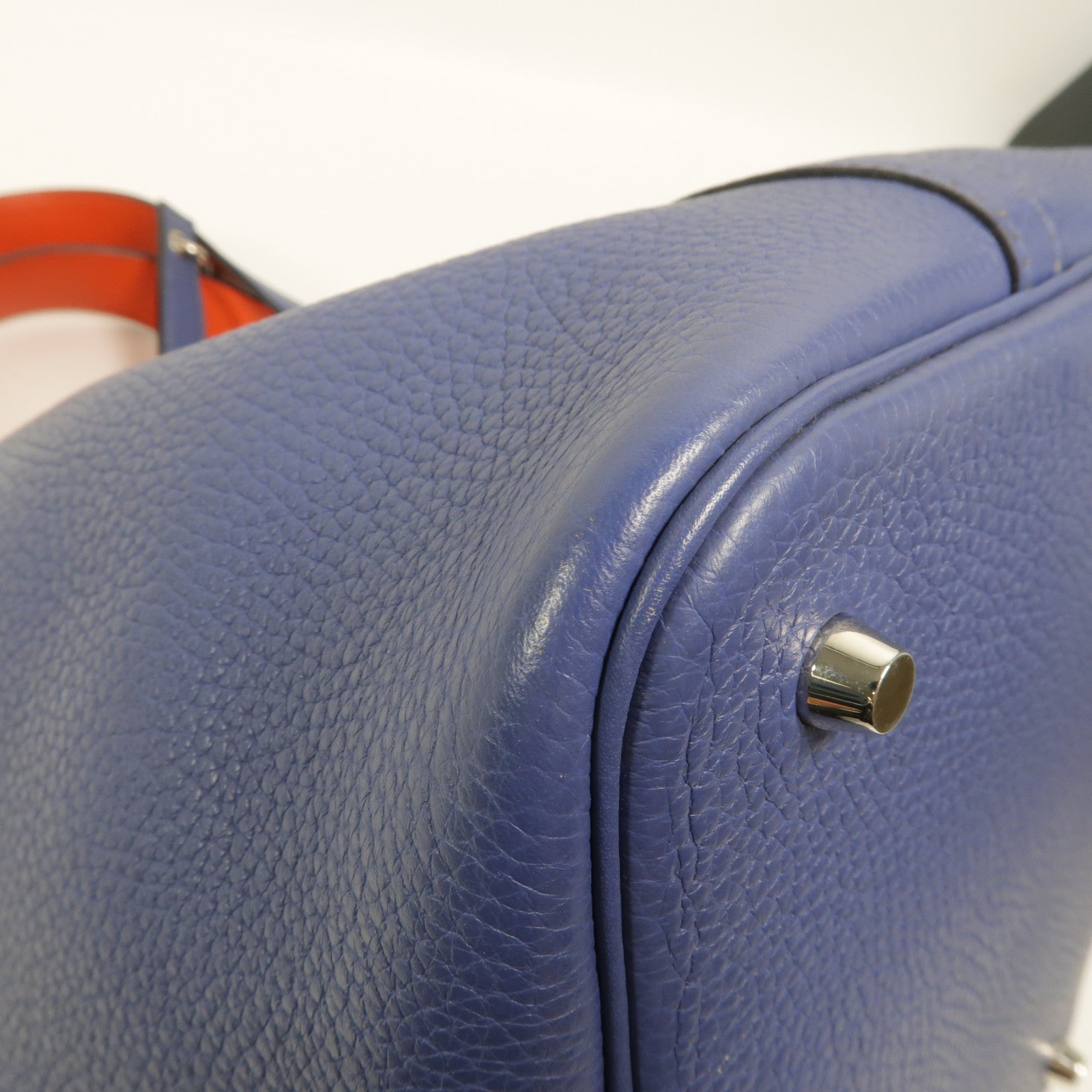 HERMES Clemence皮革Picotin MM手挽袋Bleu Brighton/Capucine