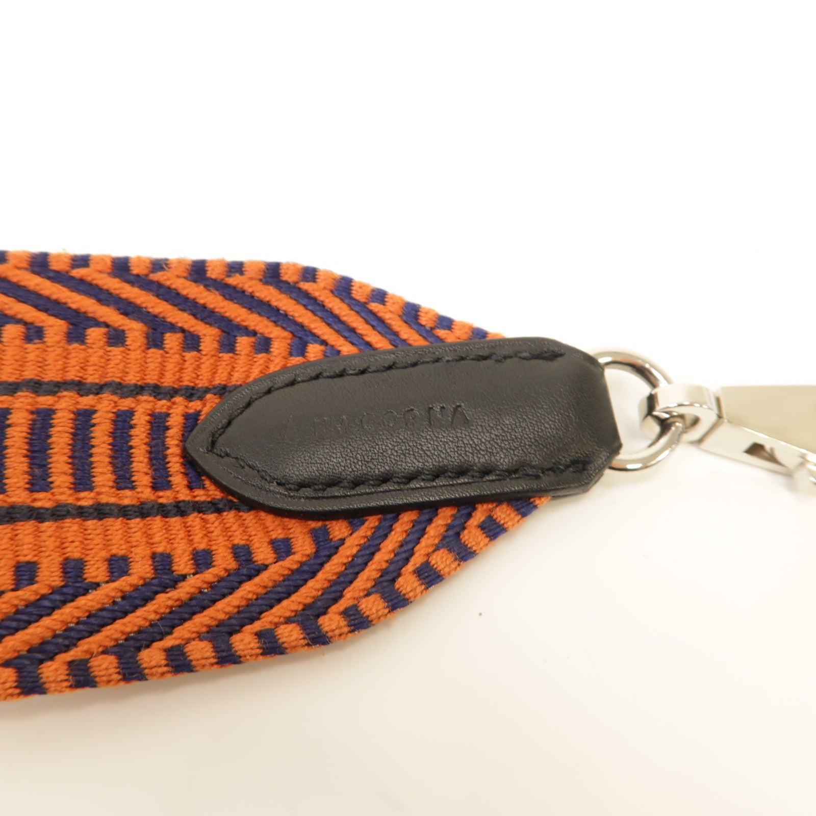 HERMES 帆布Strap銀扣掛飾橙色