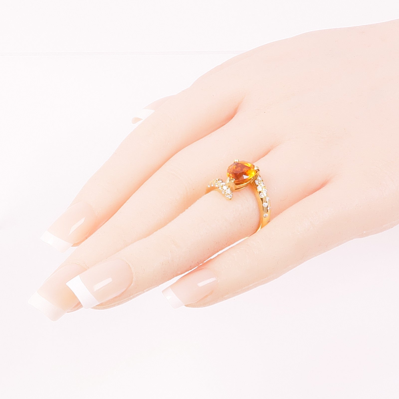 CHANEL 18K黃金Citrine Diamond Ring茶晶/鑽石戒指US#6.5