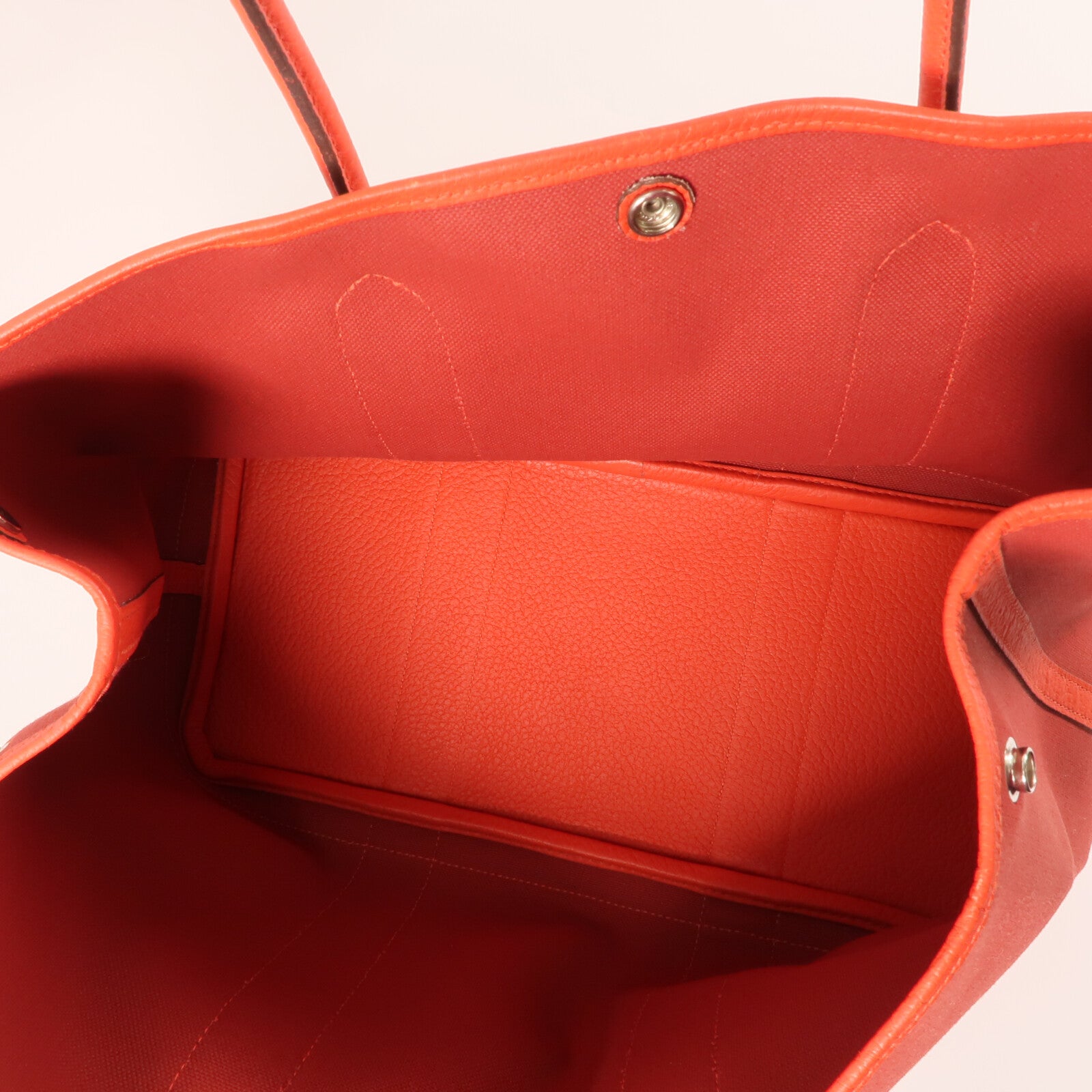 HERMES 帆布Garden Party PM金扣手挽袋Rouge duchesse