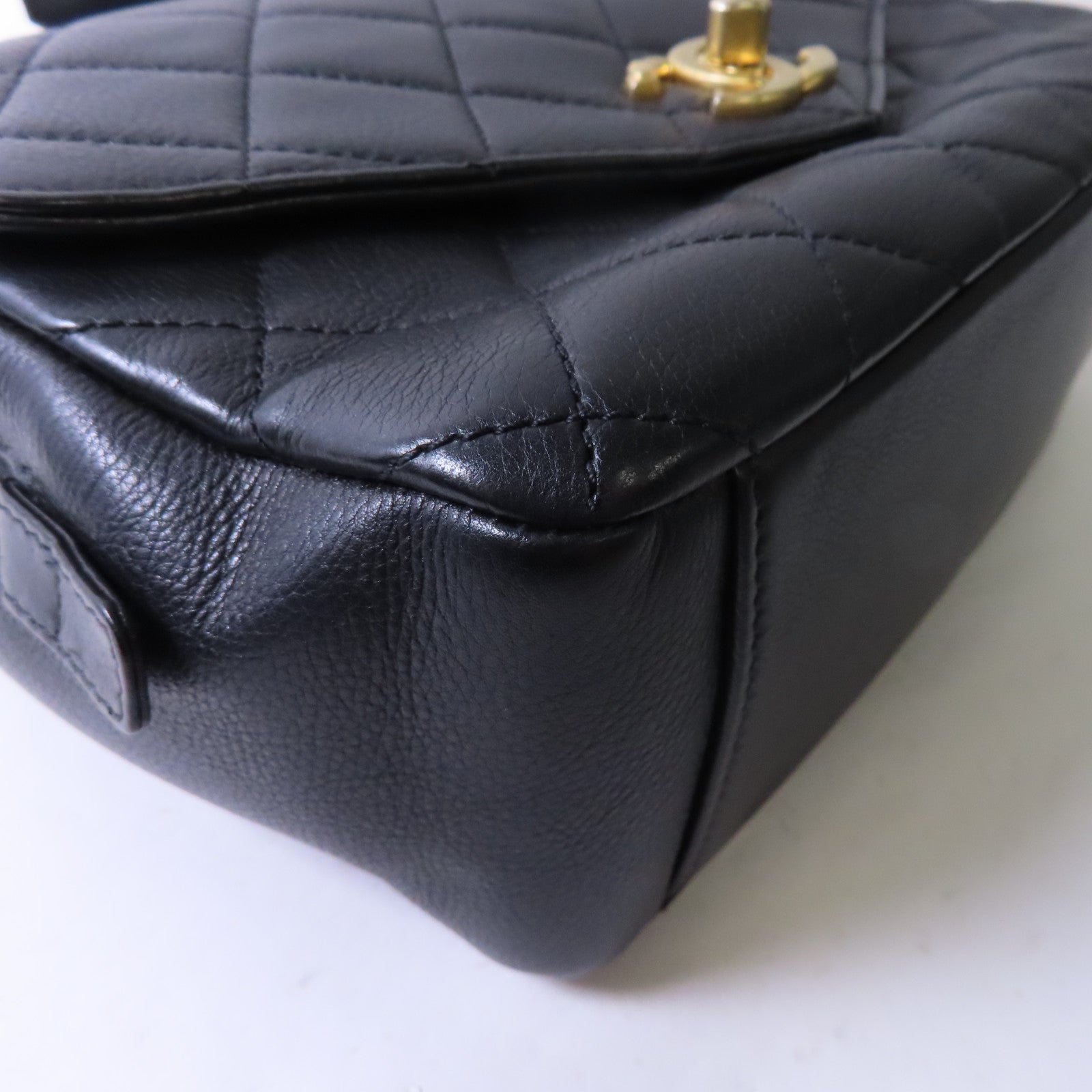 CHANEL 菱格牛皮皮革2way Shoulder Bag金扣鏈帶肩背袋黑色