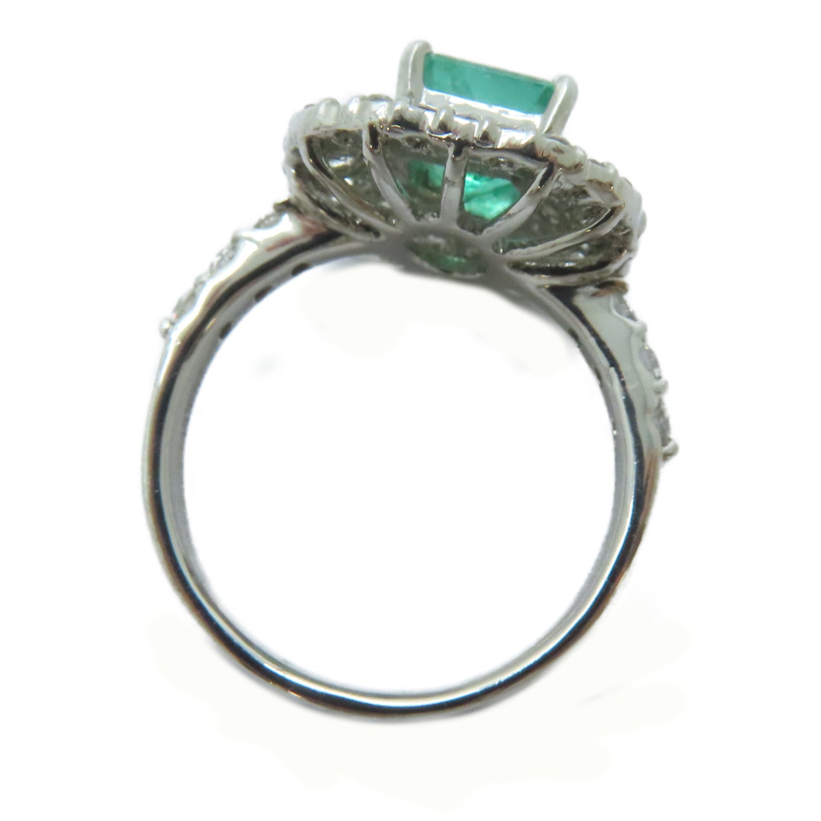 JEWELRY PT900鉑金Emerald Ring 1.35ct綠寶石/0.91ct鑚石戒指US#6.5