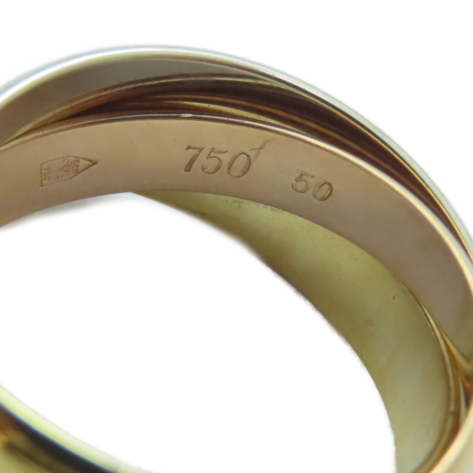 CARTIER 18K黃金/白金/玫瑰金Trinity戒指Cartier#50/US#5.25