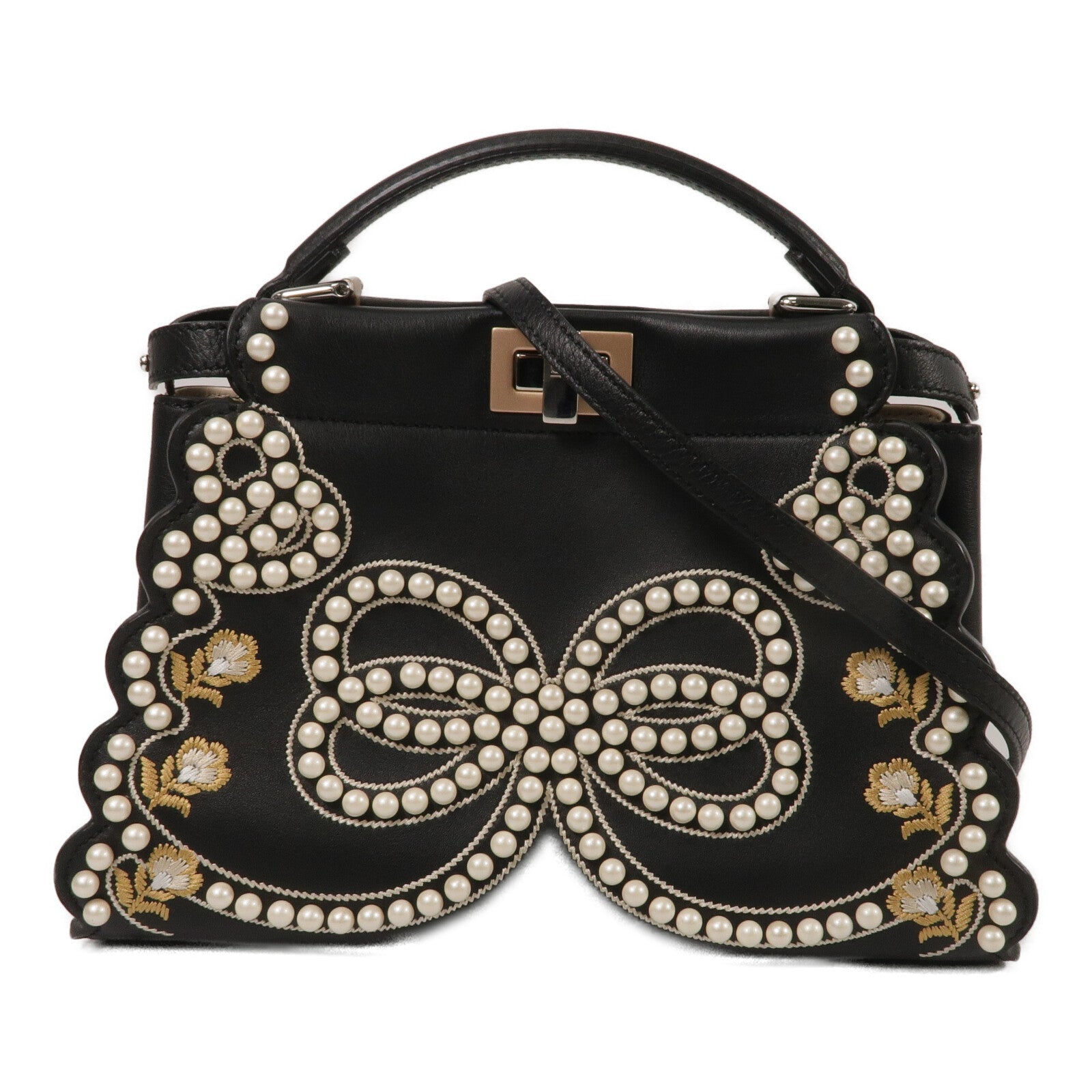 FENDI 牛皮皮革Peekaboo Mini手挽肩背兩用袋