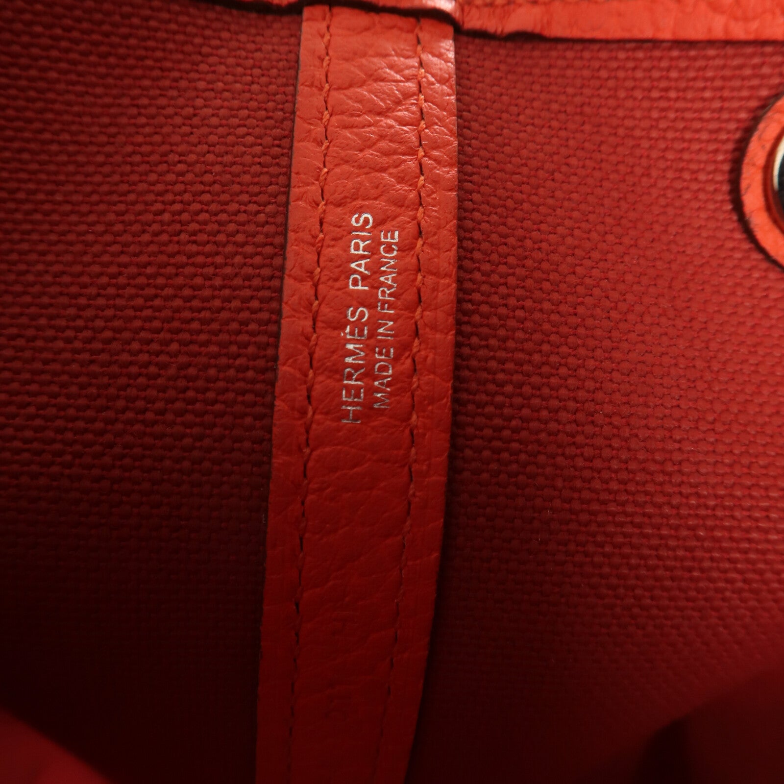 HERMES 帆布Garden Party PM金扣手挽袋Rouge duchesse