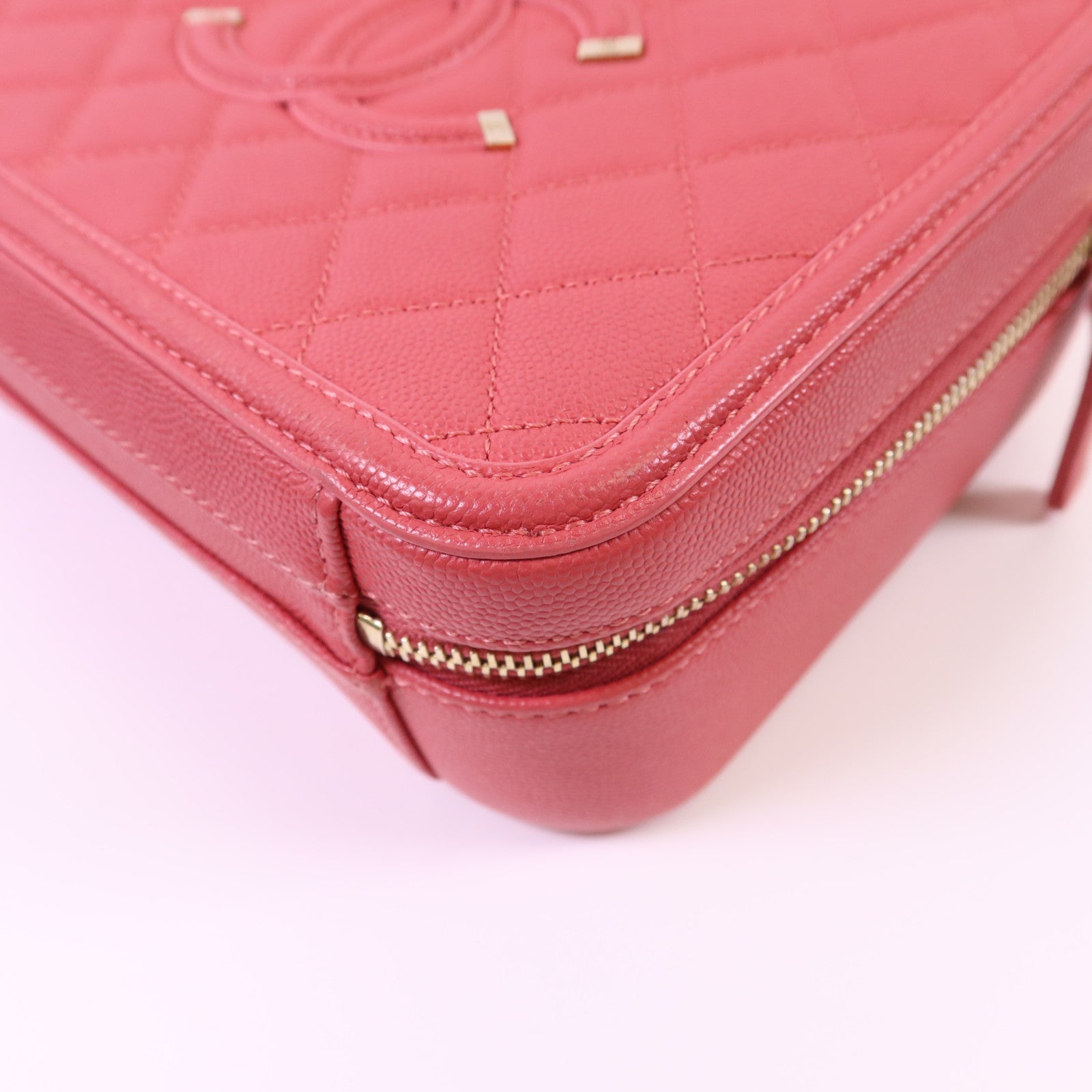 CHANEL 牛皮皮革Vanity Case金扣手挽肩背兩用袋