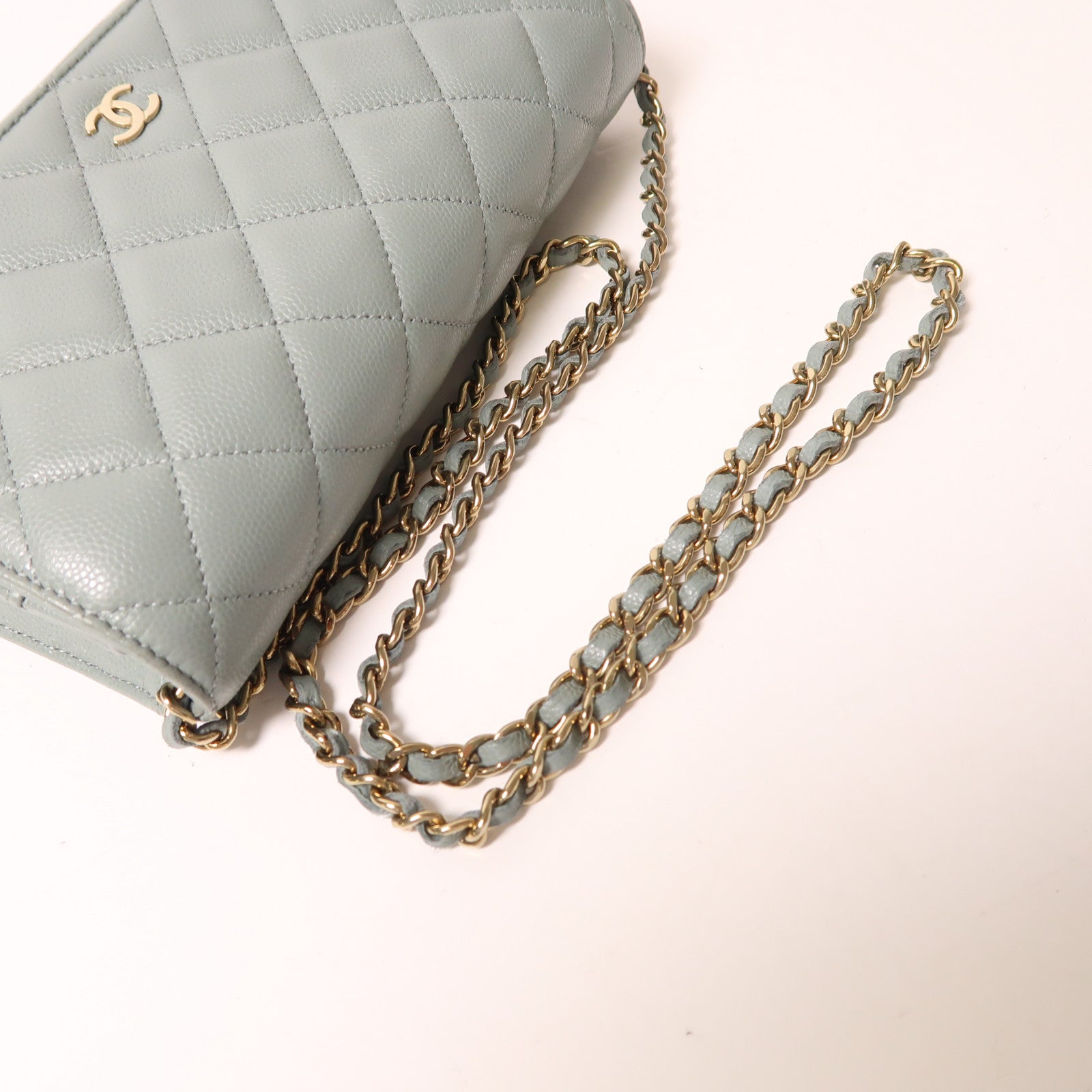 CHANEL 牛皮皮革Wallet On Chain金扣鏈帶肩背袋