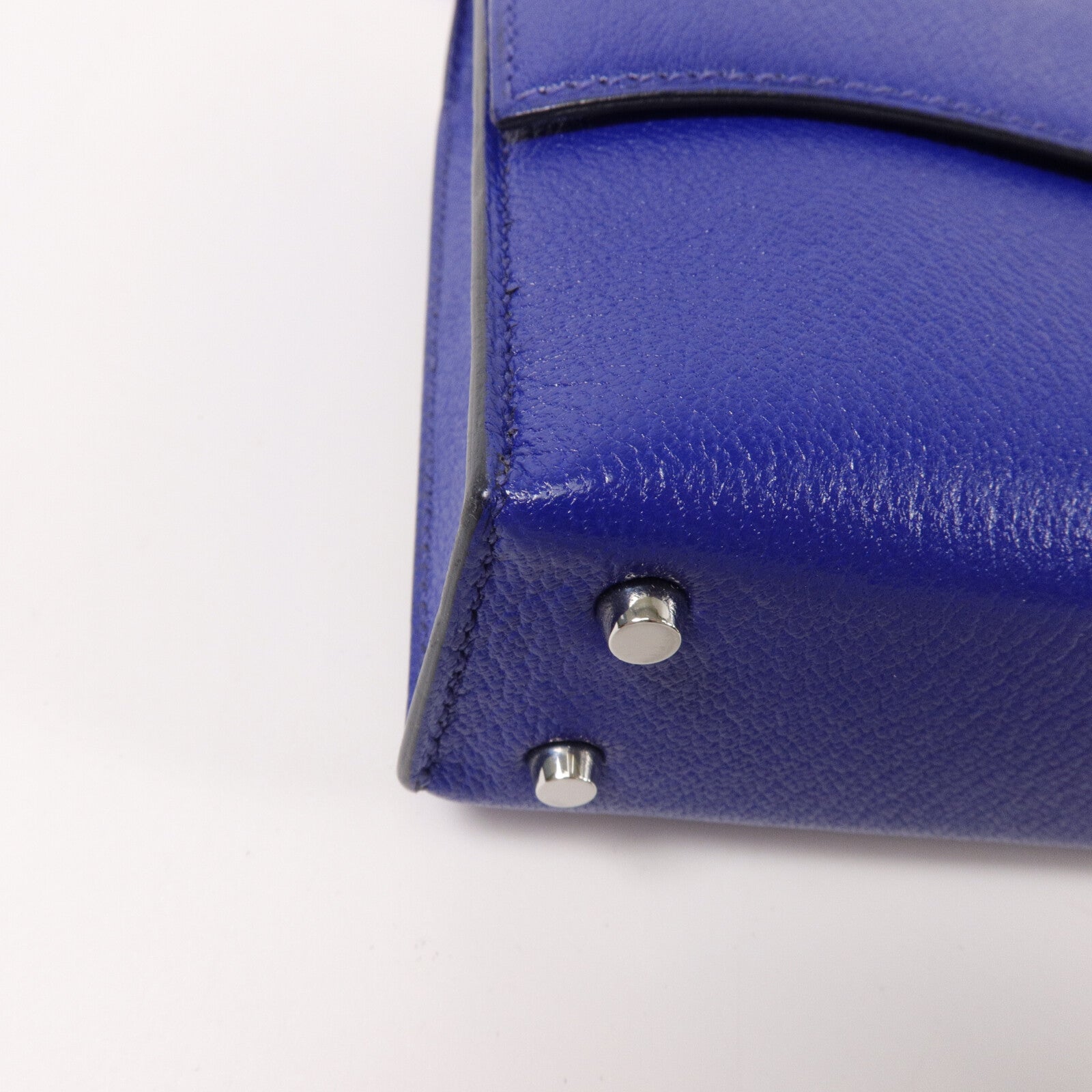 HERMES Chevre皮革Mini Verrou肩背包Bleu Electrique