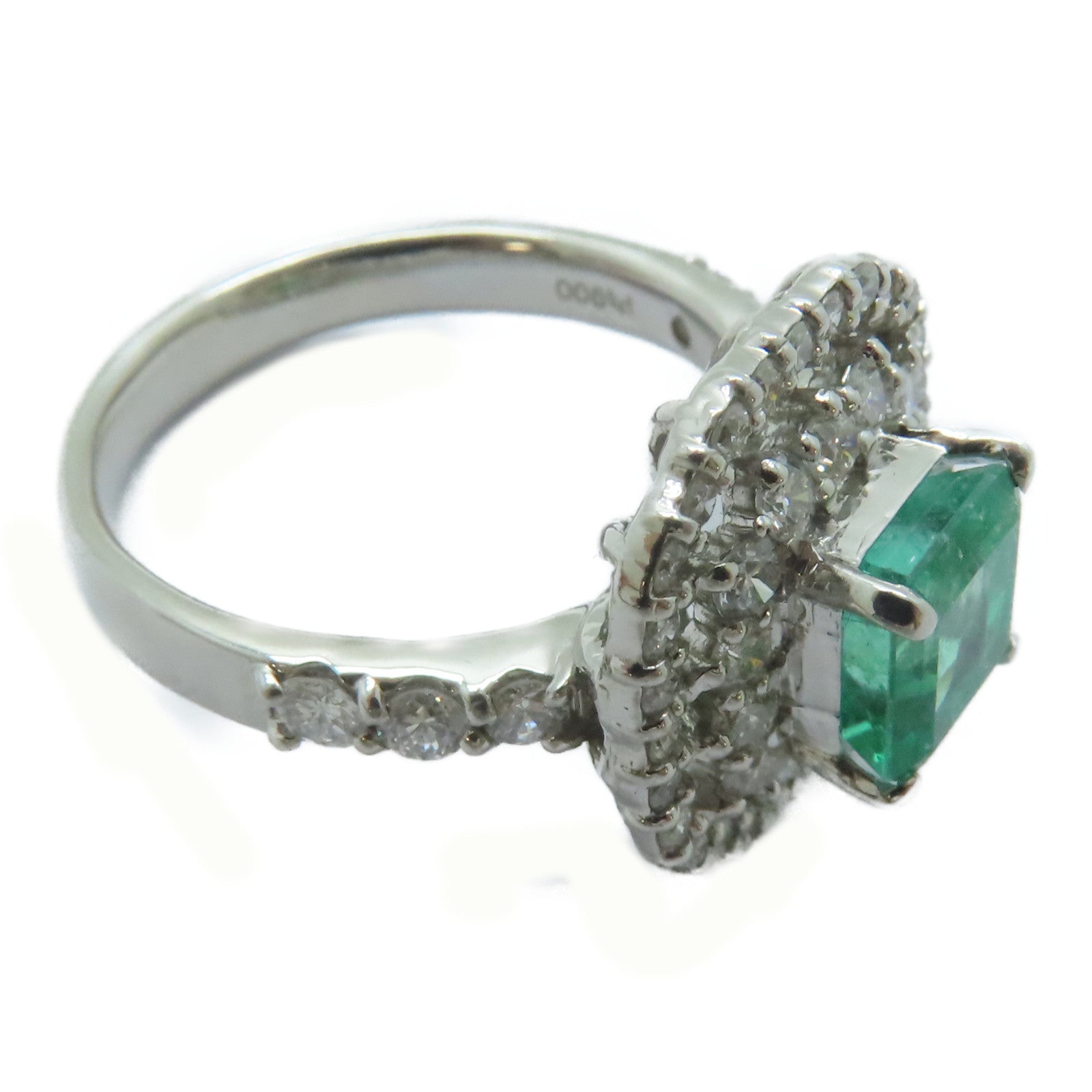 JEWELRY PT900鉑金Emerald Ring 1.35ct綠寶石/0.91ct鑚石戒指US#6.5