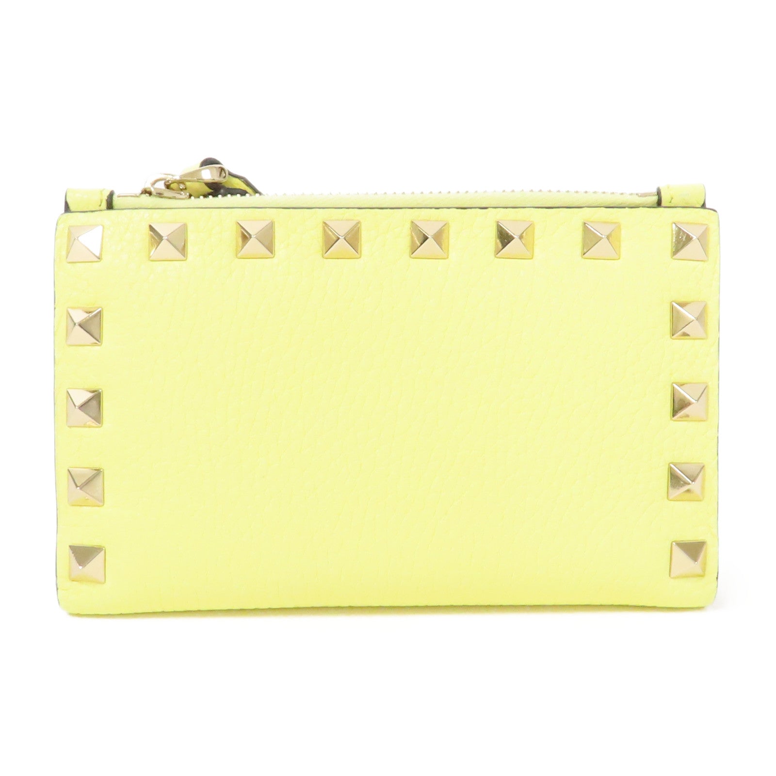 Valentino 牛皮皮革Card Case金扣卡片套黃色