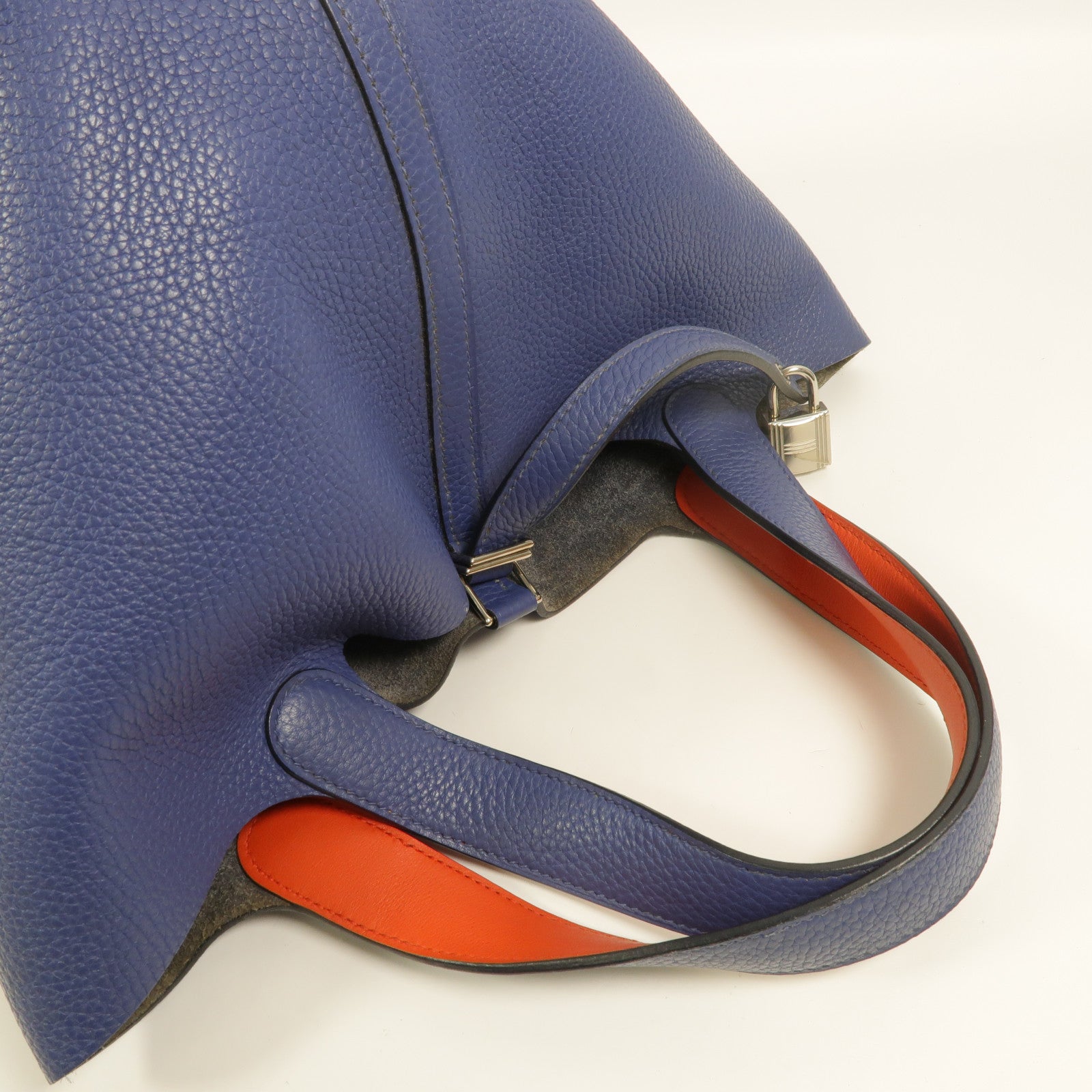 HERMES Clemence皮革Picotin MM手挽袋Bleu Brighton/Capucine