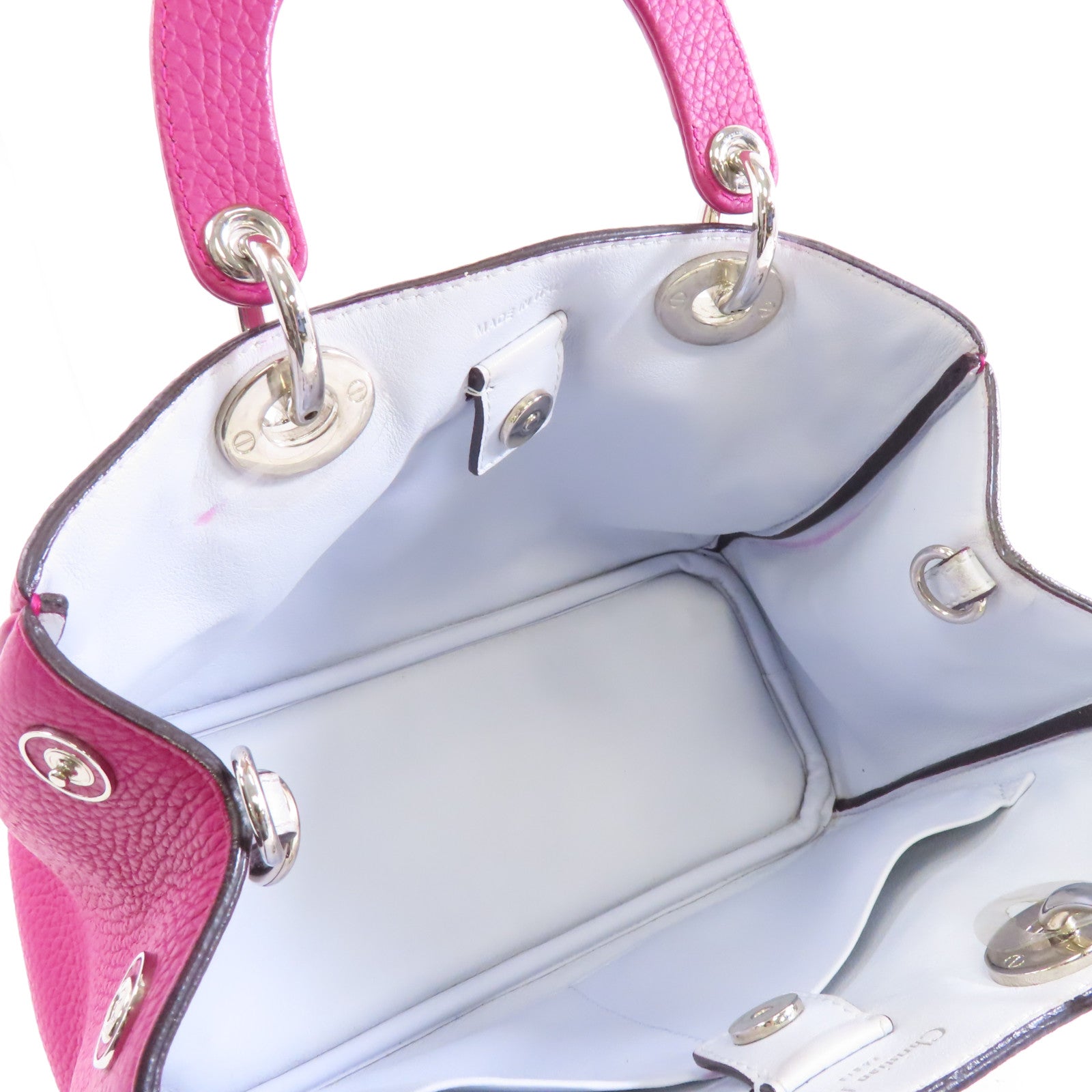 Dior 牛皮皮革2 Way Shoulder銀扣手挽肩背兩用袋粉紅色