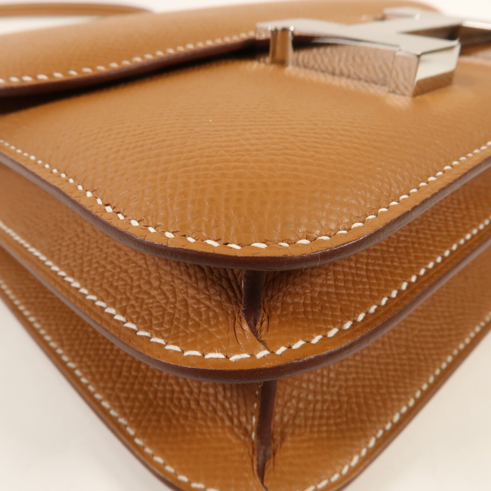 HERMES Epsom皮革Constance Mini銀扣肩背袋Gold