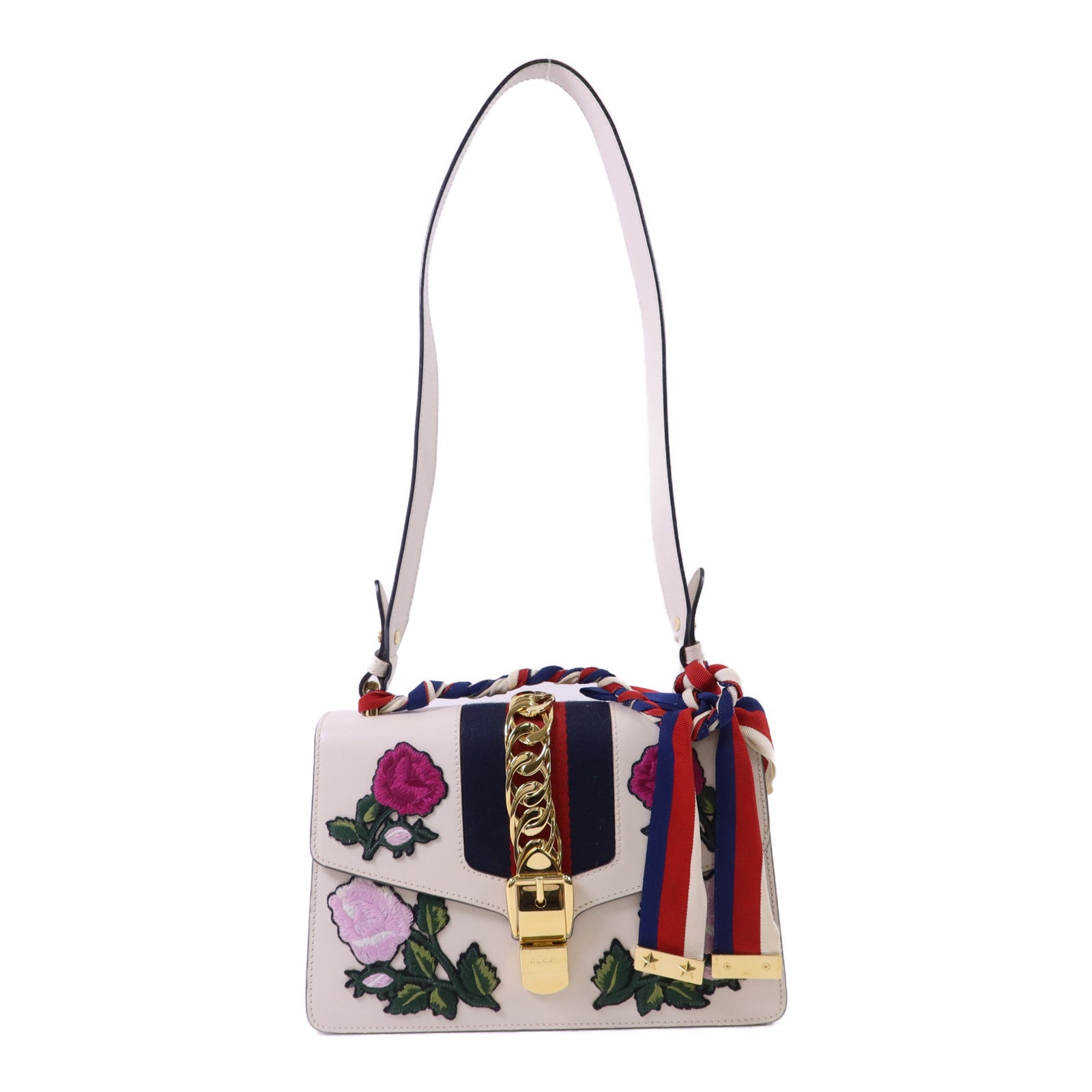 GUCCI 牛皮皮革Sylvie金扣肩背袋